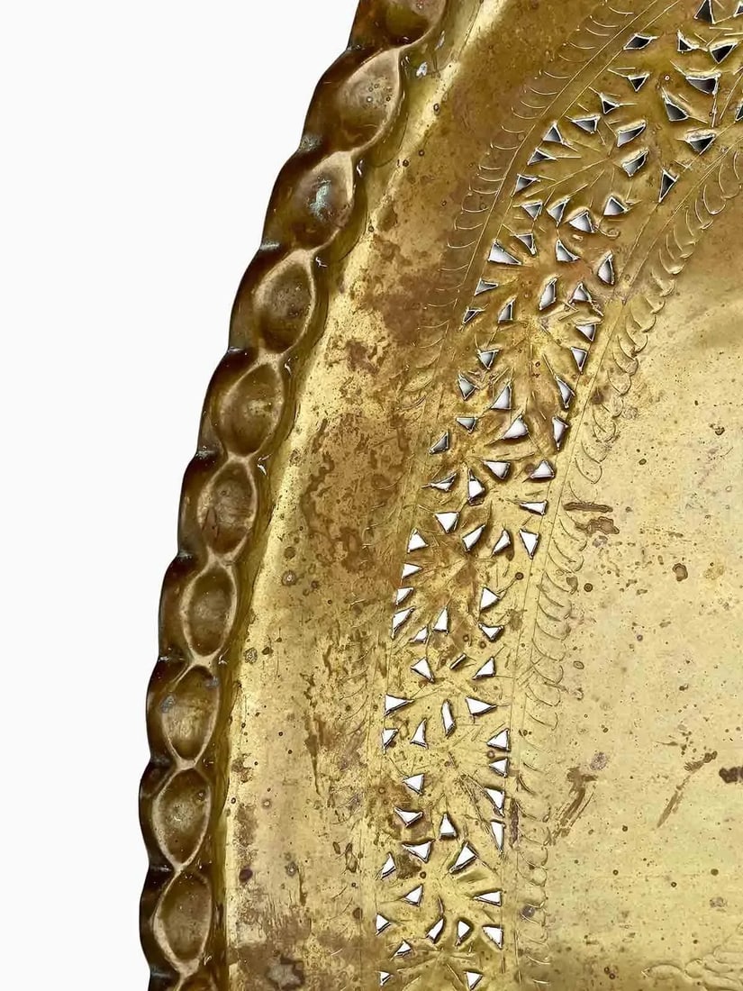 Vintage Brass Tray With Decorative Detail - 2