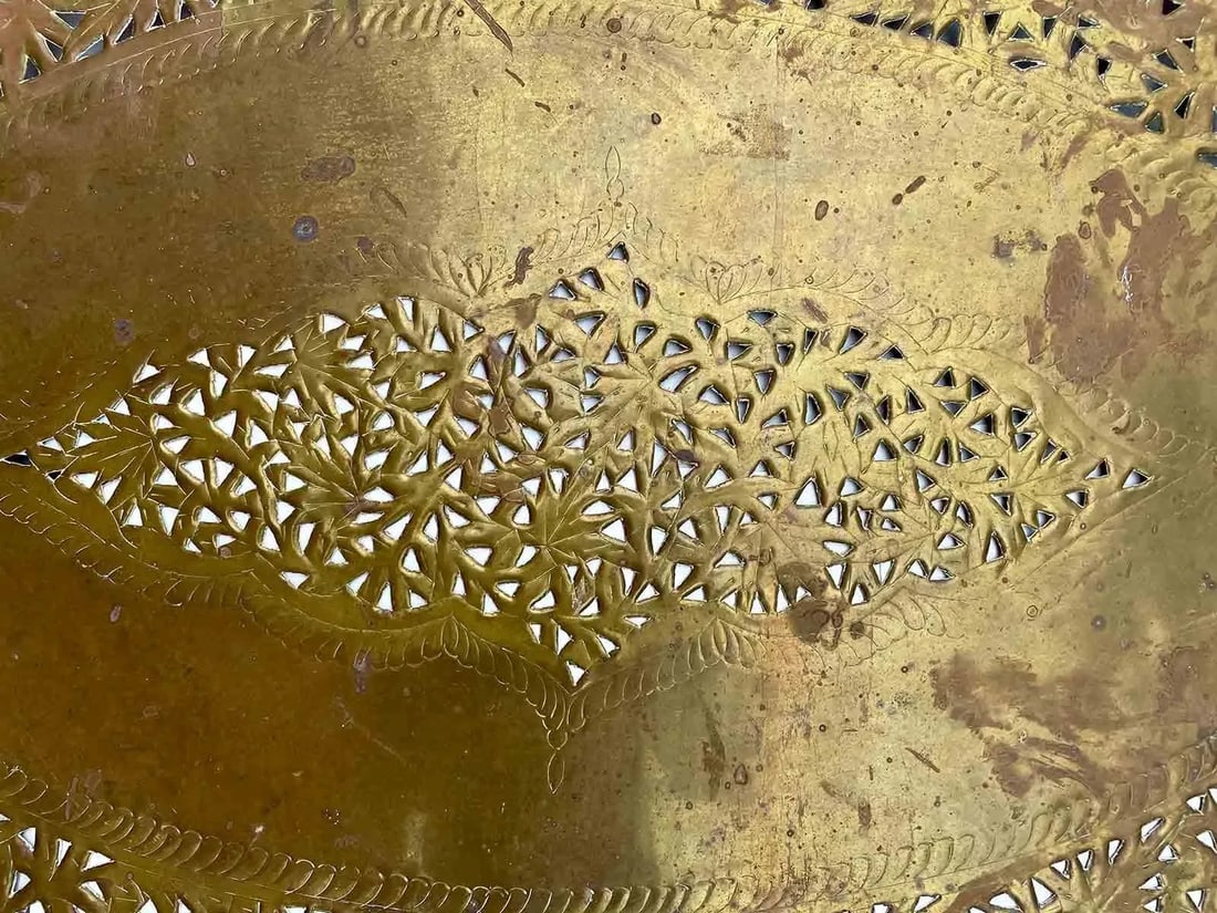 Vintage Brass Tray With Decorative Detail - 4