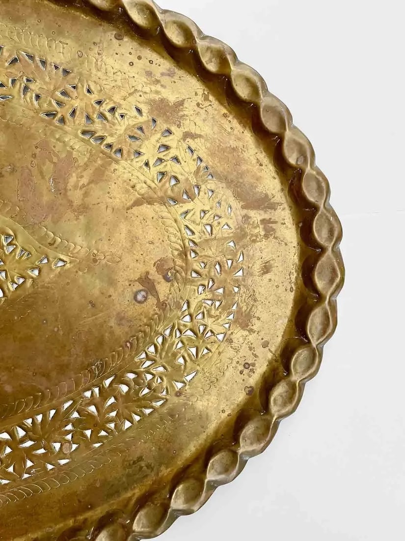 Vintage Brass Tray With Decorative Detail - 5