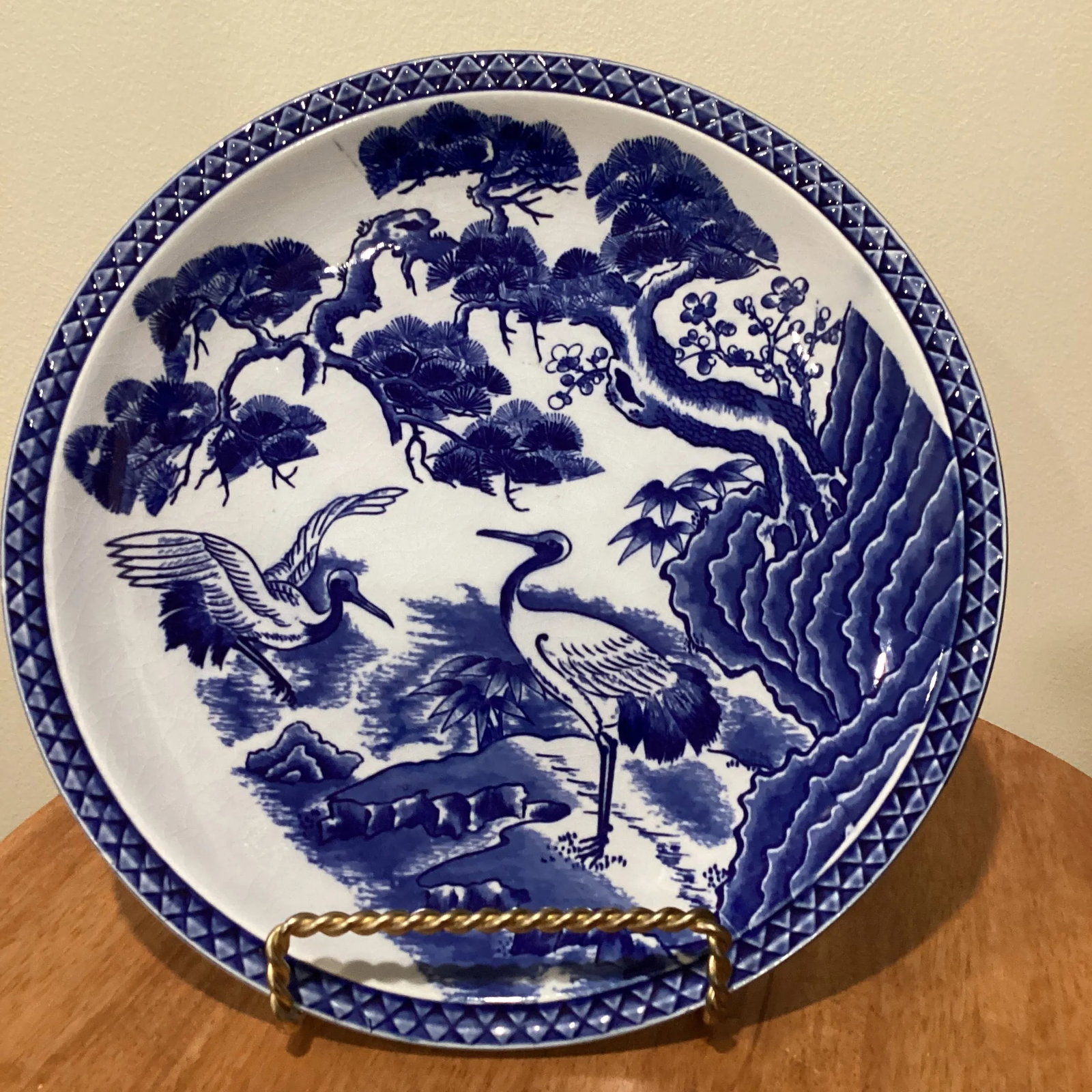 Early 20th Century Antique Japanese Blue& White Porcelain Charger Plate - 12