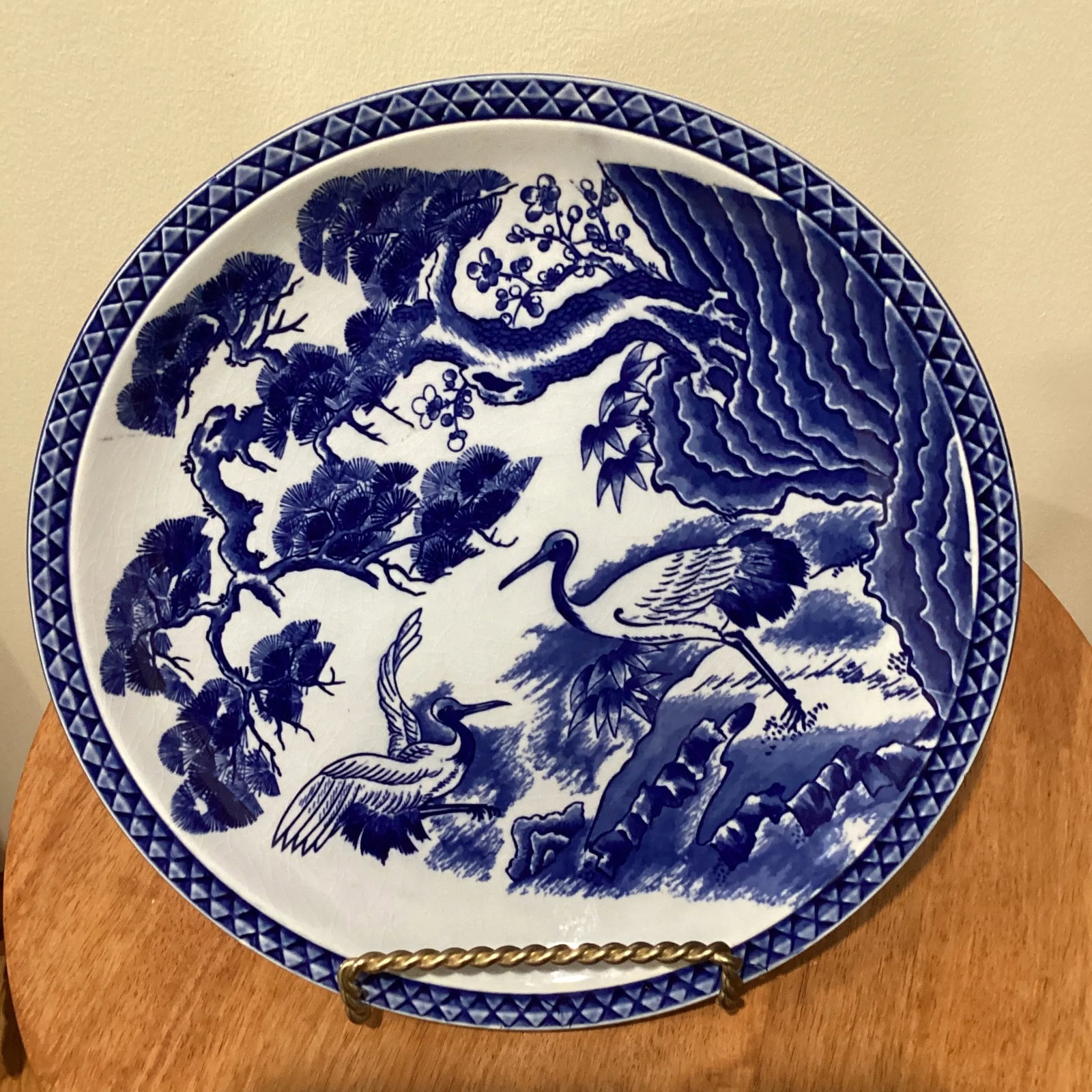 Early 20th Century Antique Japanese Blue& White Porcelain Charger Plate - 13