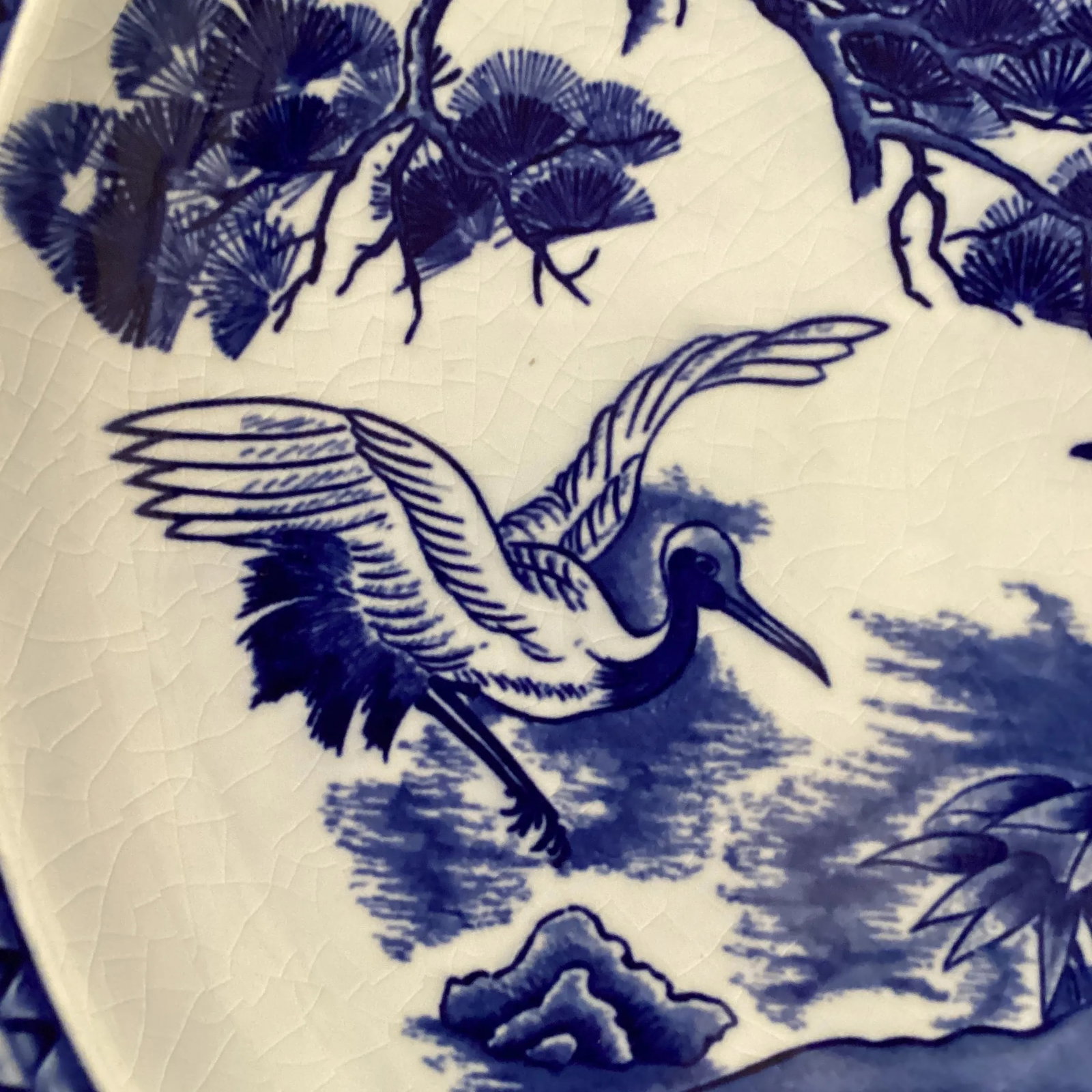 Early 20th Century Antique Japanese Blue& White Porcelain Charger Plate - 5