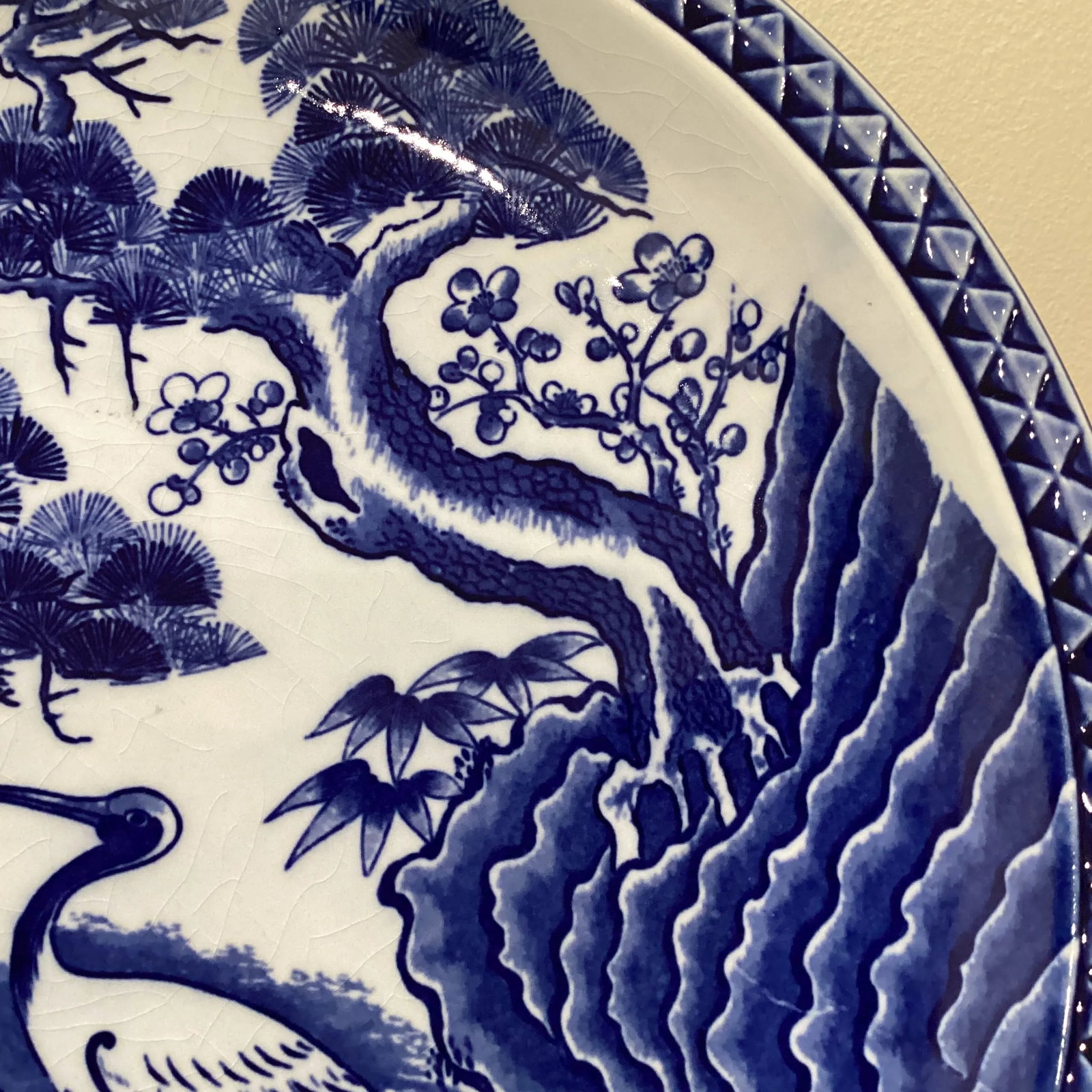 Early 20th Century Antique Japanese Blue& White Porcelain Charger Plate - 7