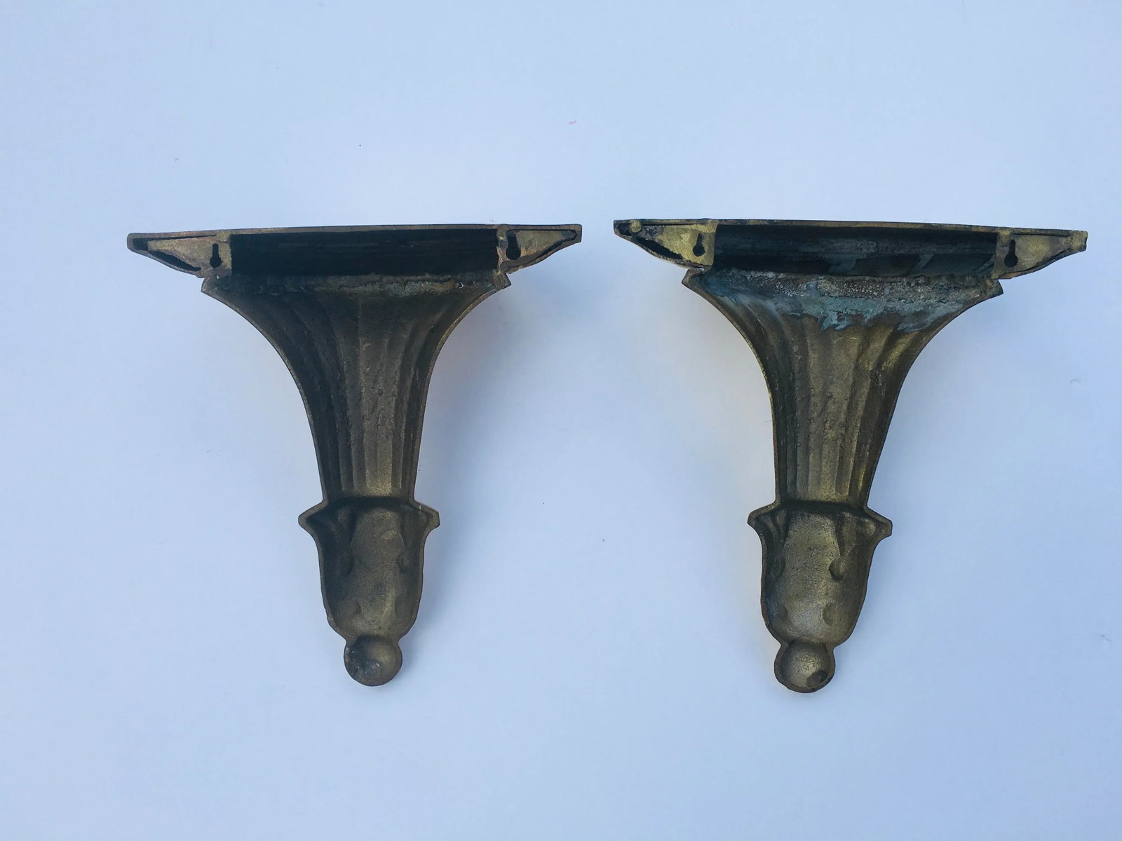 1980s Solid Brass Wall Brackets - a Pair - 2