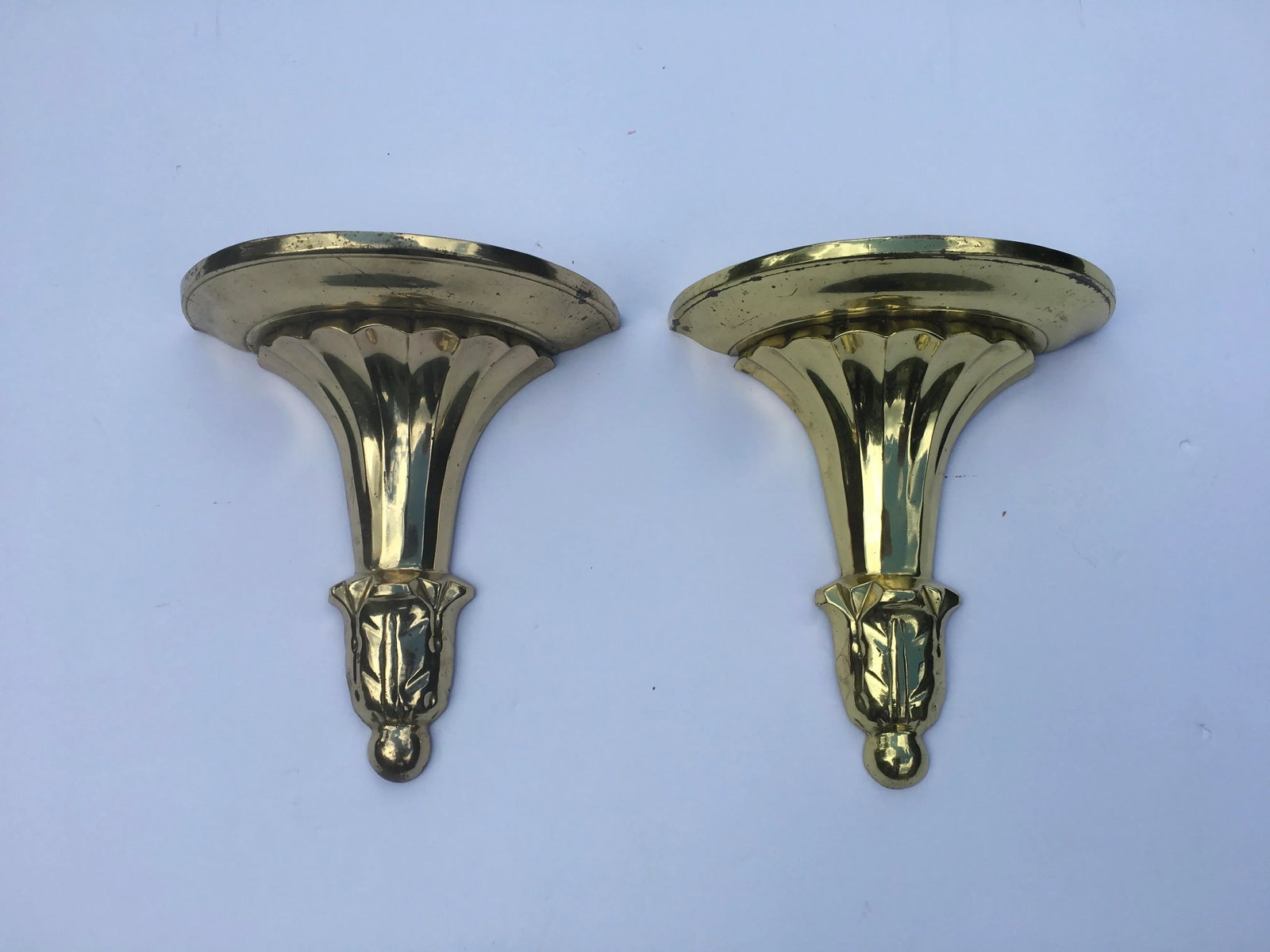 1980s Solid Brass Wall Brackets - a Pair - 6