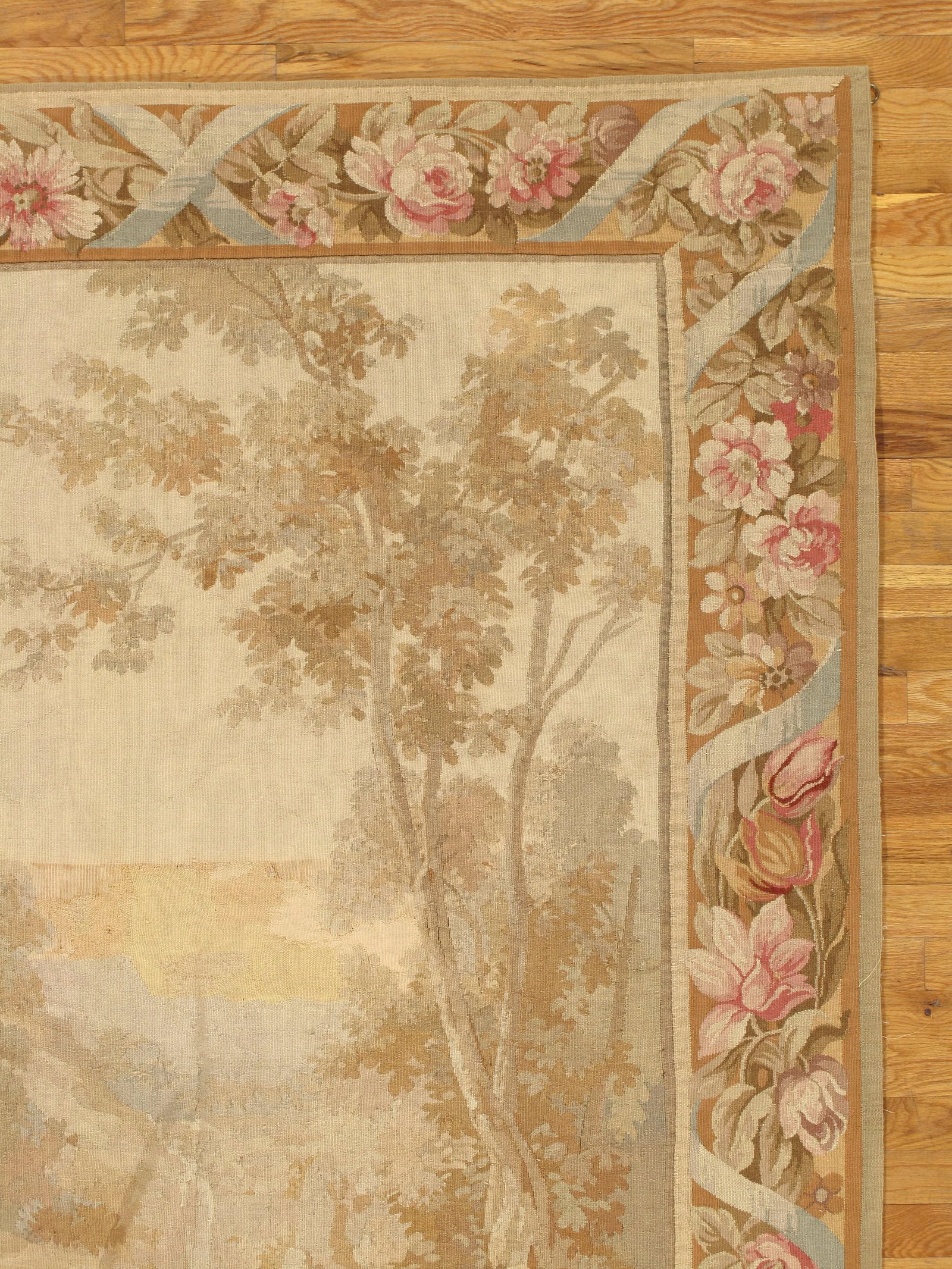 19th Century Aubusson Tapestry, Handmade, Ivory, Taupe, Cream - 11