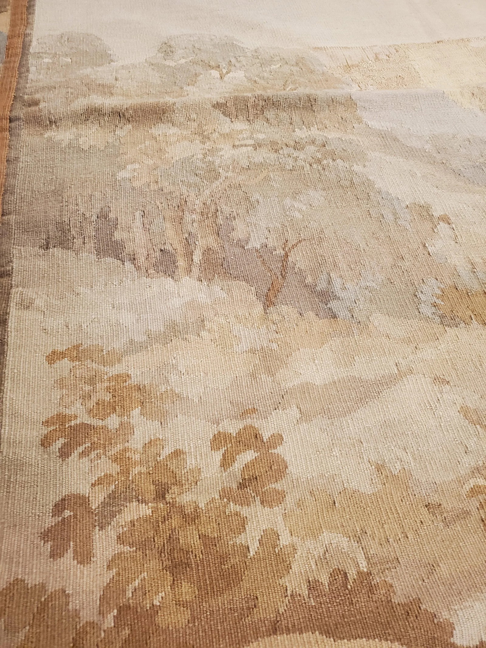 19th Century Aubusson Tapestry, Handmade, Ivory, Taupe, Cream - 2