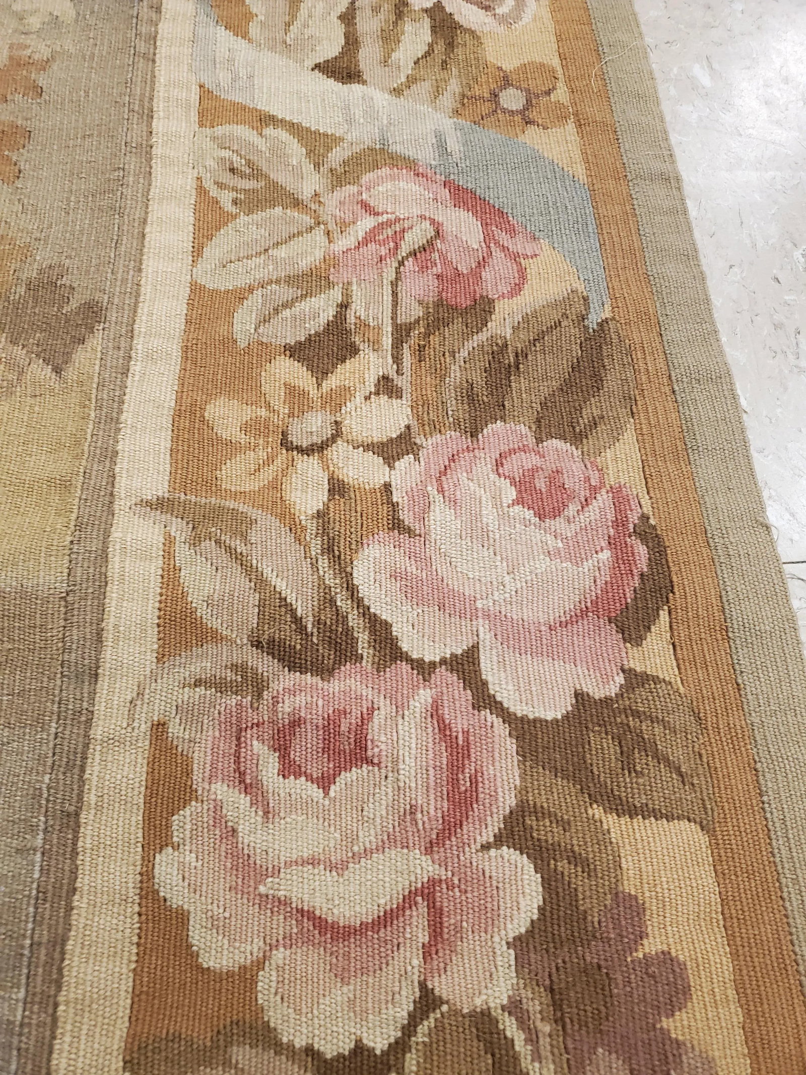 19th Century Aubusson Tapestry, Handmade, Ivory, Taupe, Cream - 4