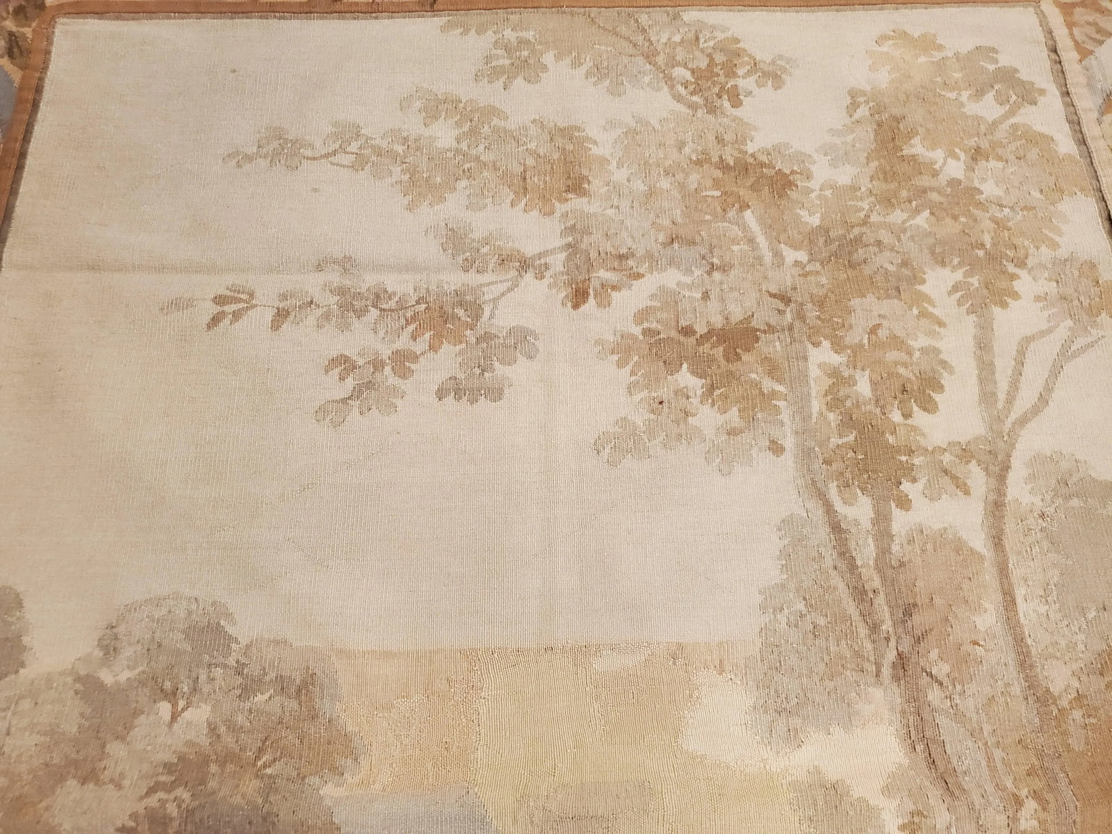 19th Century Aubusson Tapestry, Handmade, Ivory, Taupe, Cream - 6