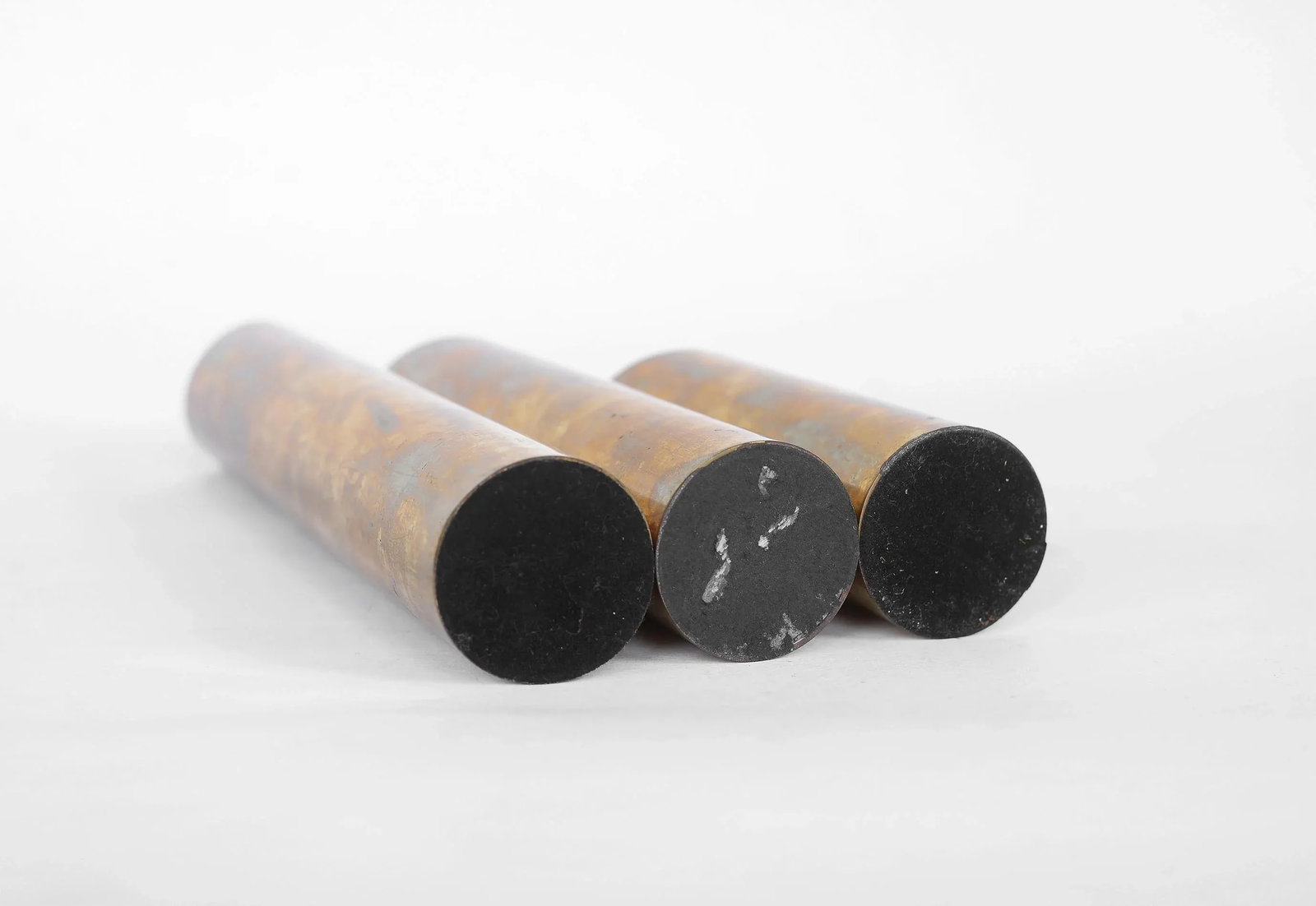 Mid Century Modern Minimalist Cylinder Brass Candle Holders Candlesticks- Set of 3 - 12