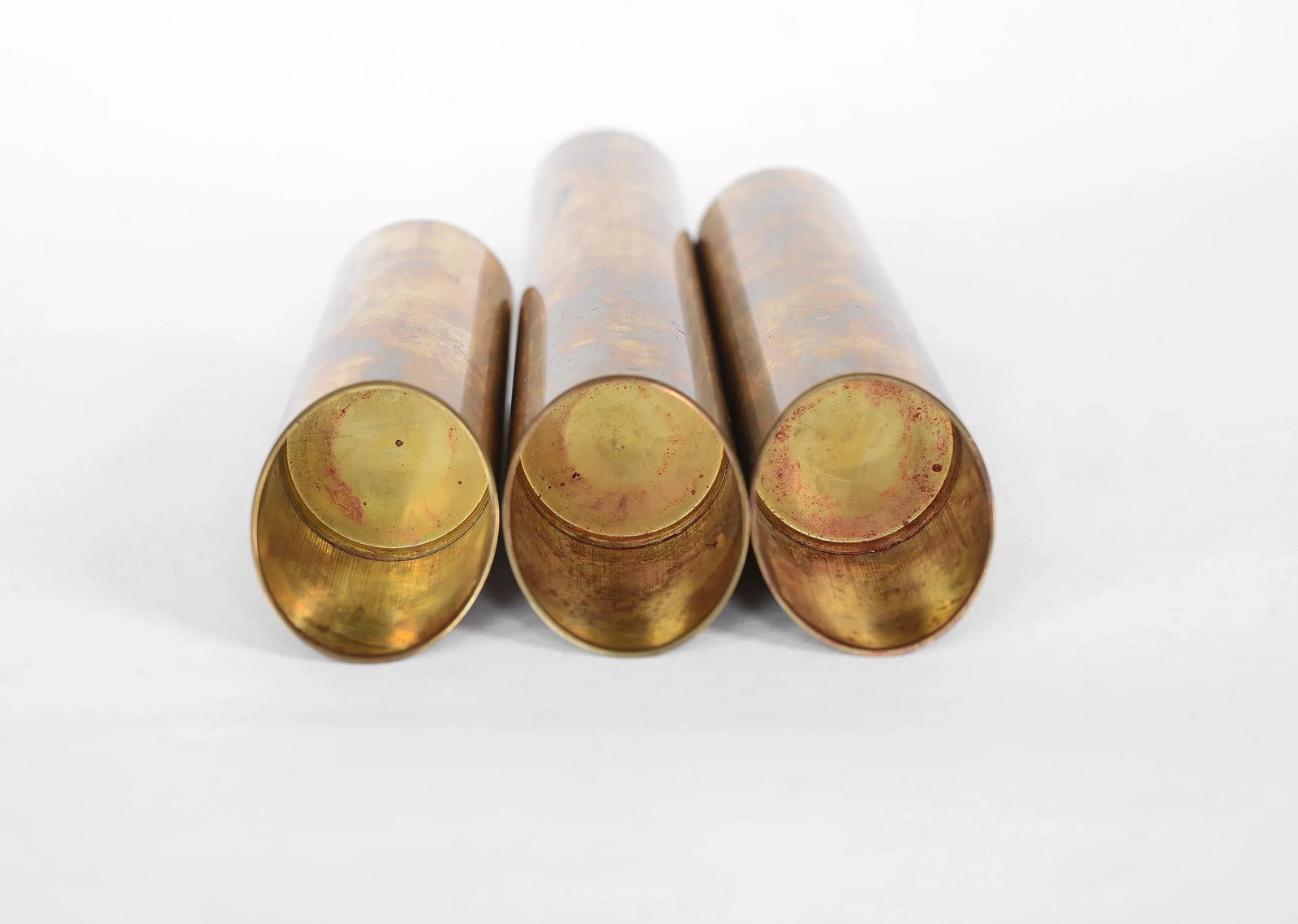 Mid Century Modern Minimalist Cylinder Brass Candle Holders Candlesticks- Set of 3 - 7
