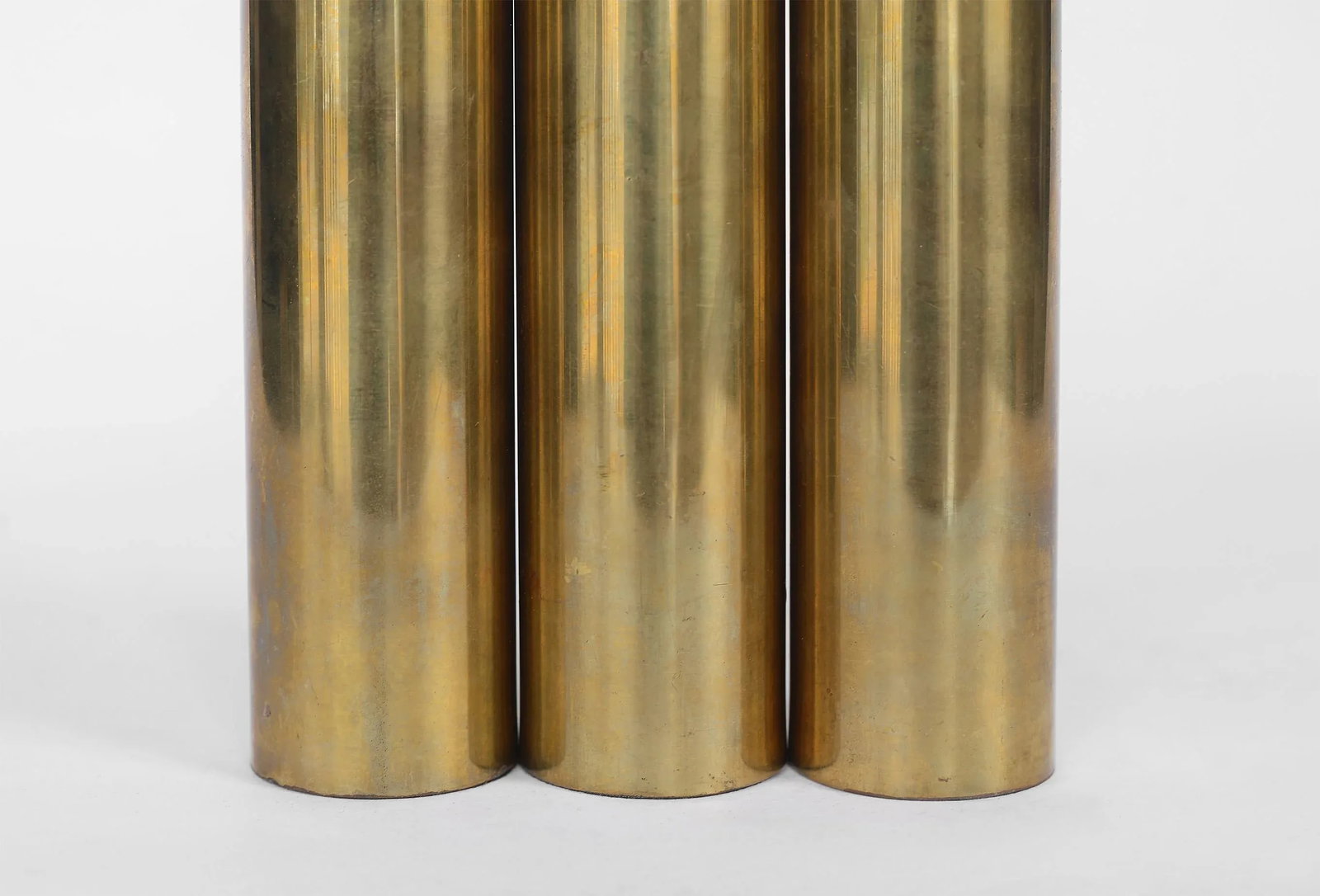 Mid Century Modern Minimalist Cylinder Brass Candle Holders Candlesticks- Set of 3 - 9
