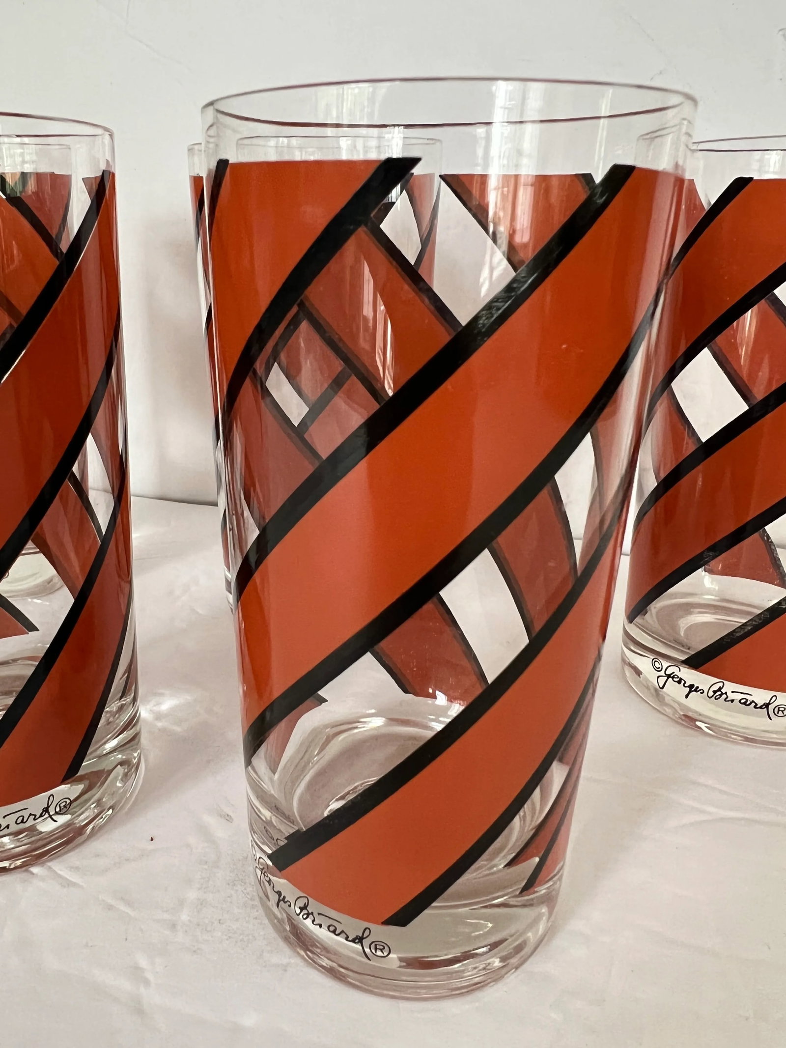 Georges Briard Orange Striped Glasses - Set of 5 - 11
