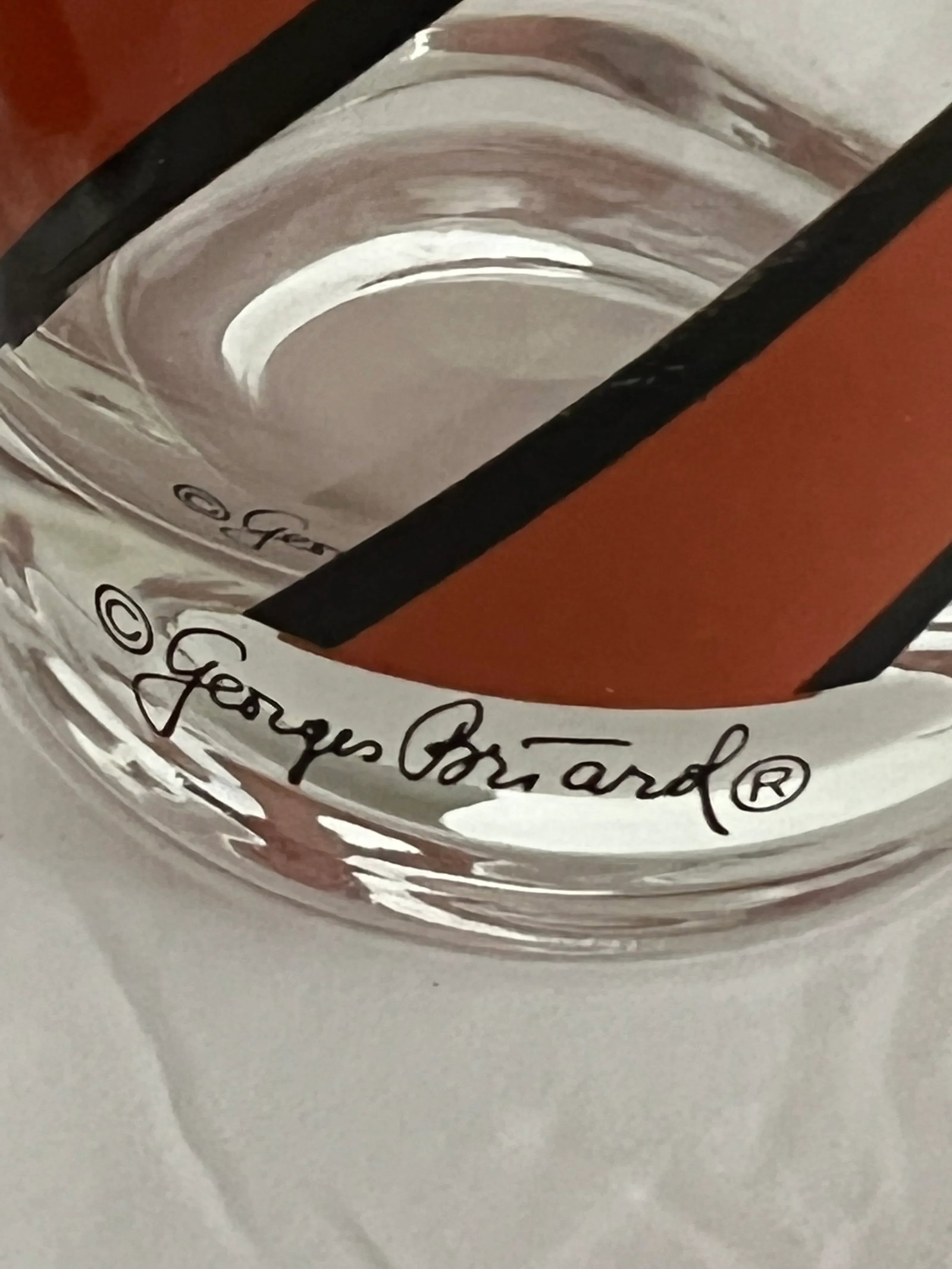 Georges Briard Orange Striped Glasses - Set of 5 - 5