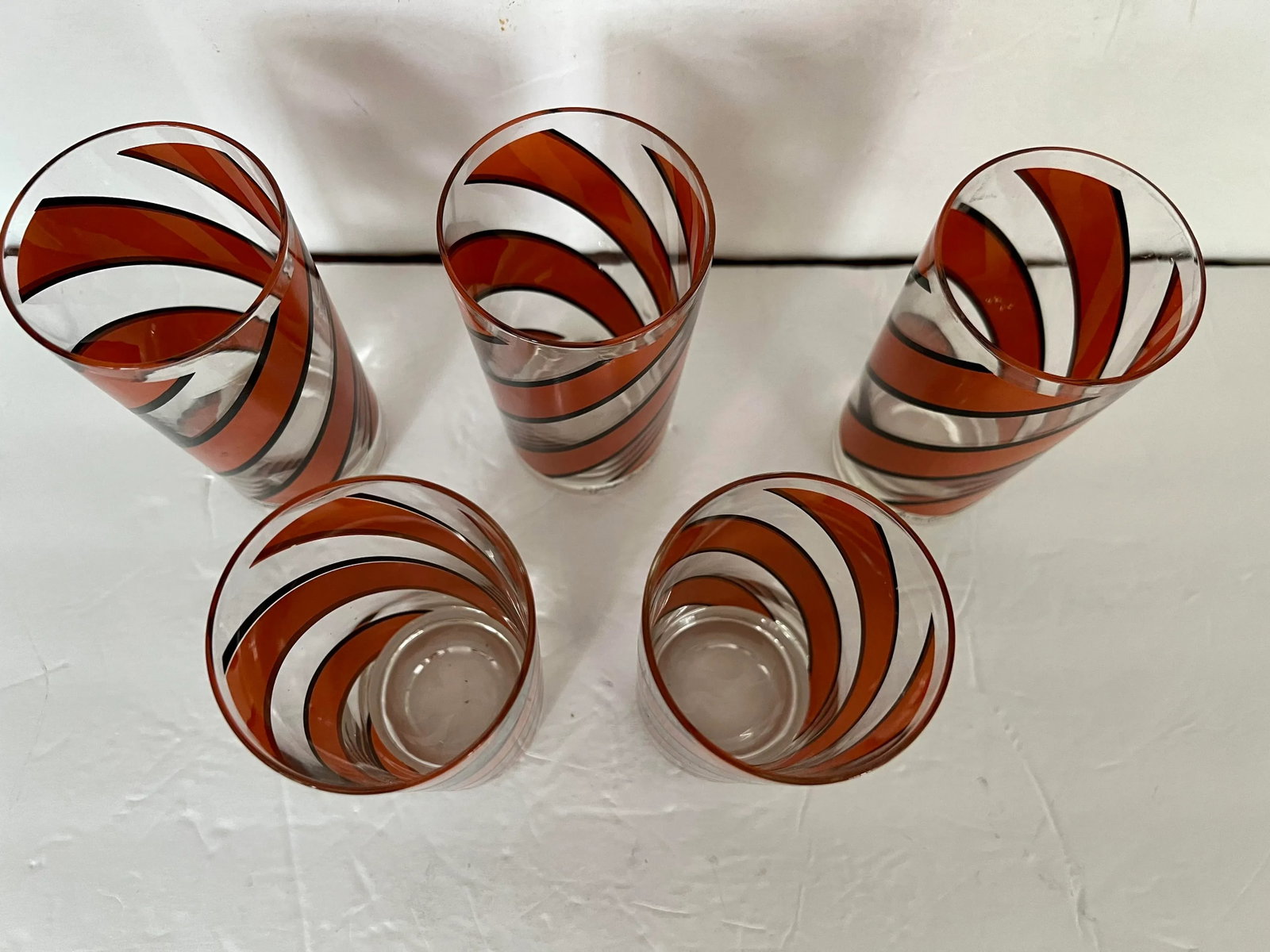 Georges Briard Orange Striped Glasses - Set of 5 - 9