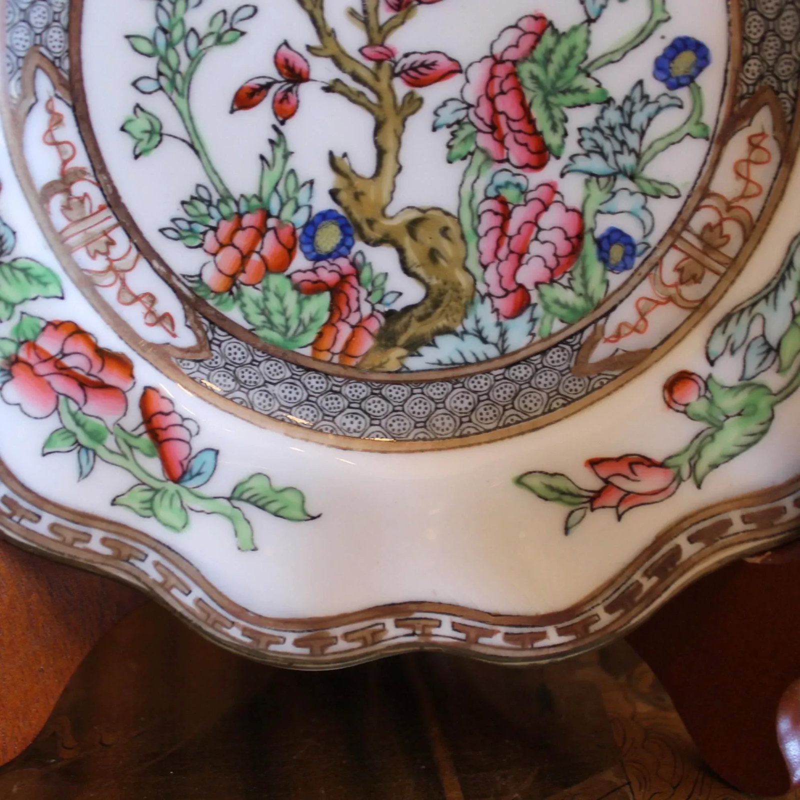 "Indian Tree" Pattern Porcelain Dessert/Bread Plate Set, 8 Pieces - 3