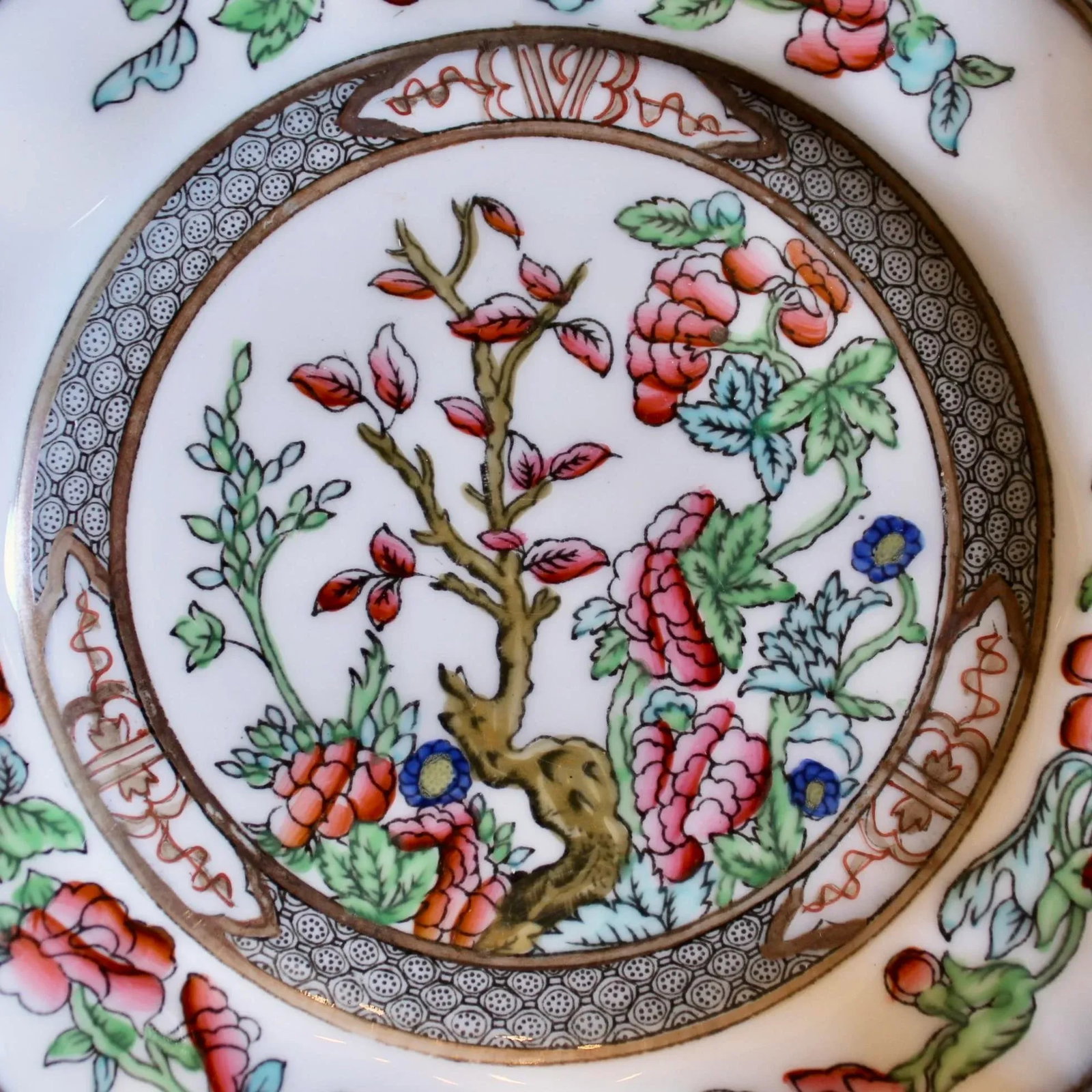 "Indian Tree" Pattern Porcelain Dessert/Bread Plate Set, 8 Pieces - 5
