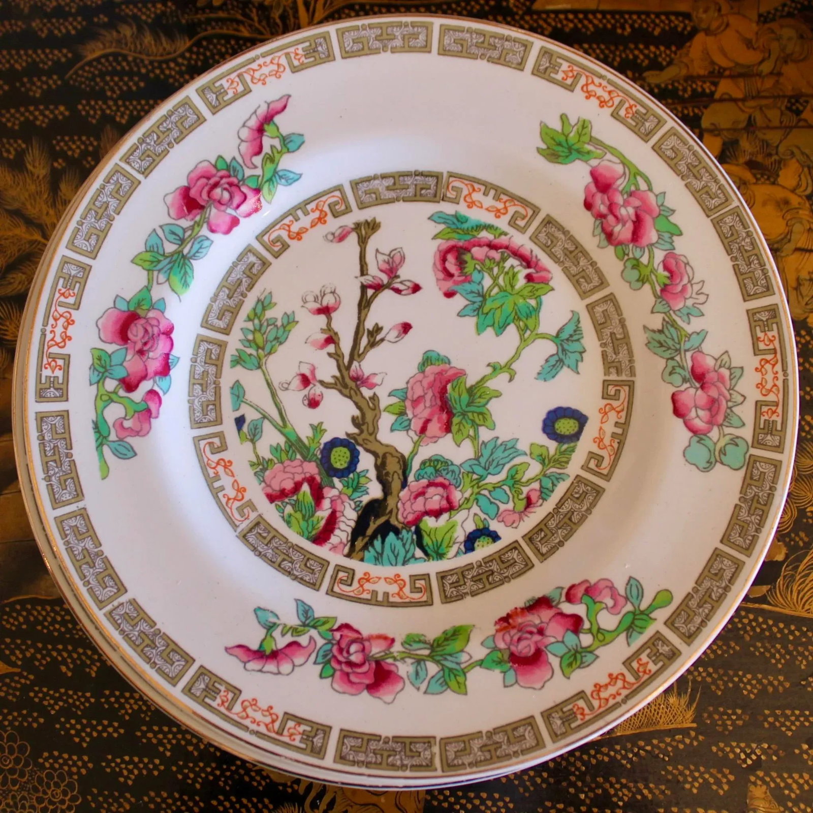 "Indian Tree" Pattern Porcelain Dessert/Bread Plate Set, 8 Pieces - 8