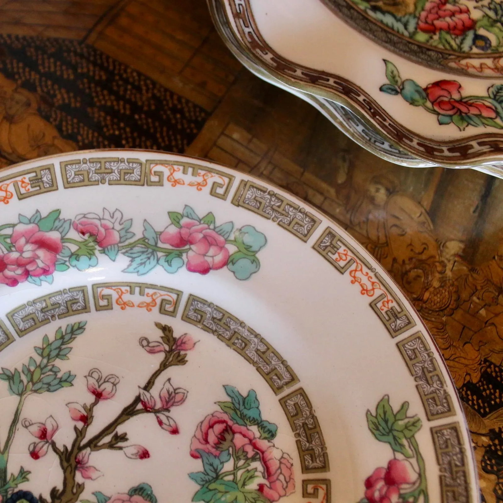 "Indian Tree" Pattern Porcelain Dessert/Bread Plate Set, 8 Pieces - 9