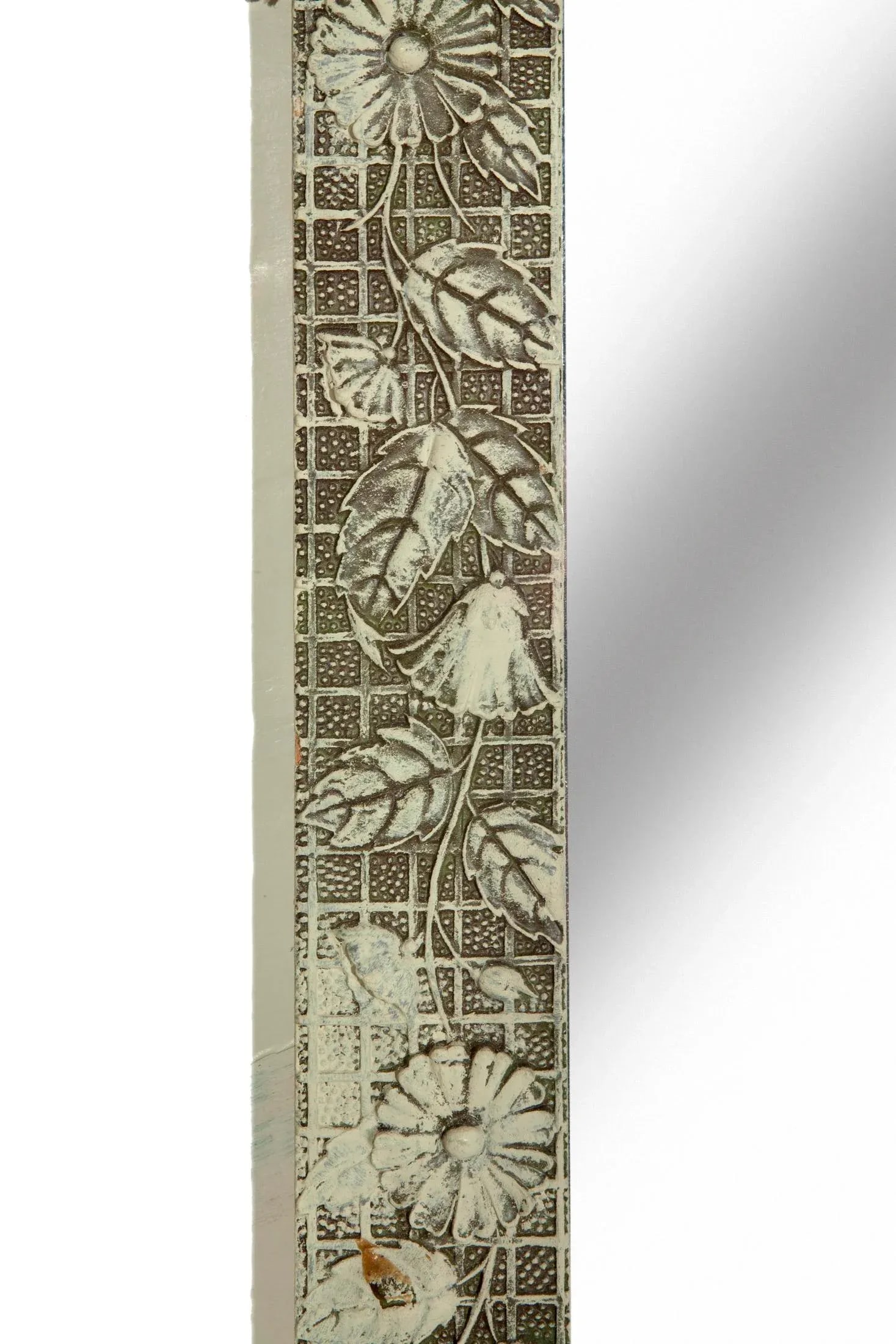 Early 20th Century Victorian Rectangle Mirror With Flowers on Grid - 5