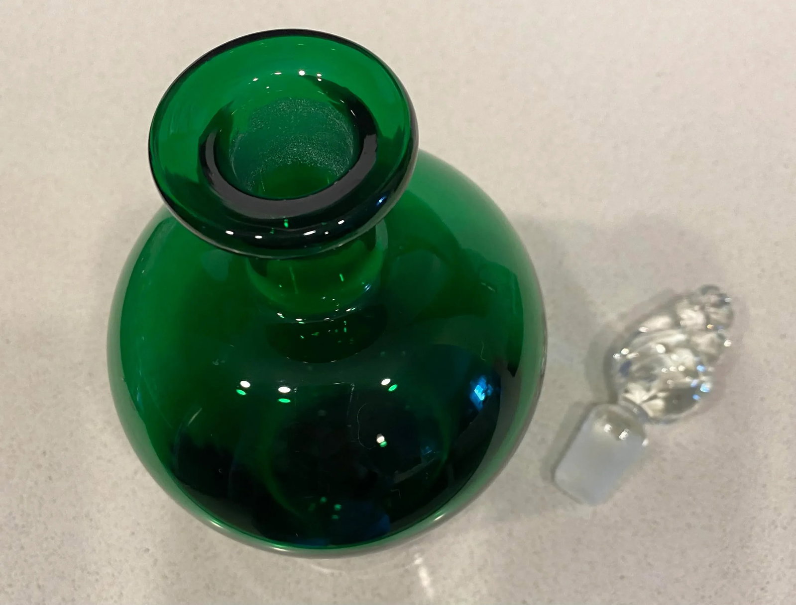 1980s Green Glass Decanter - 3