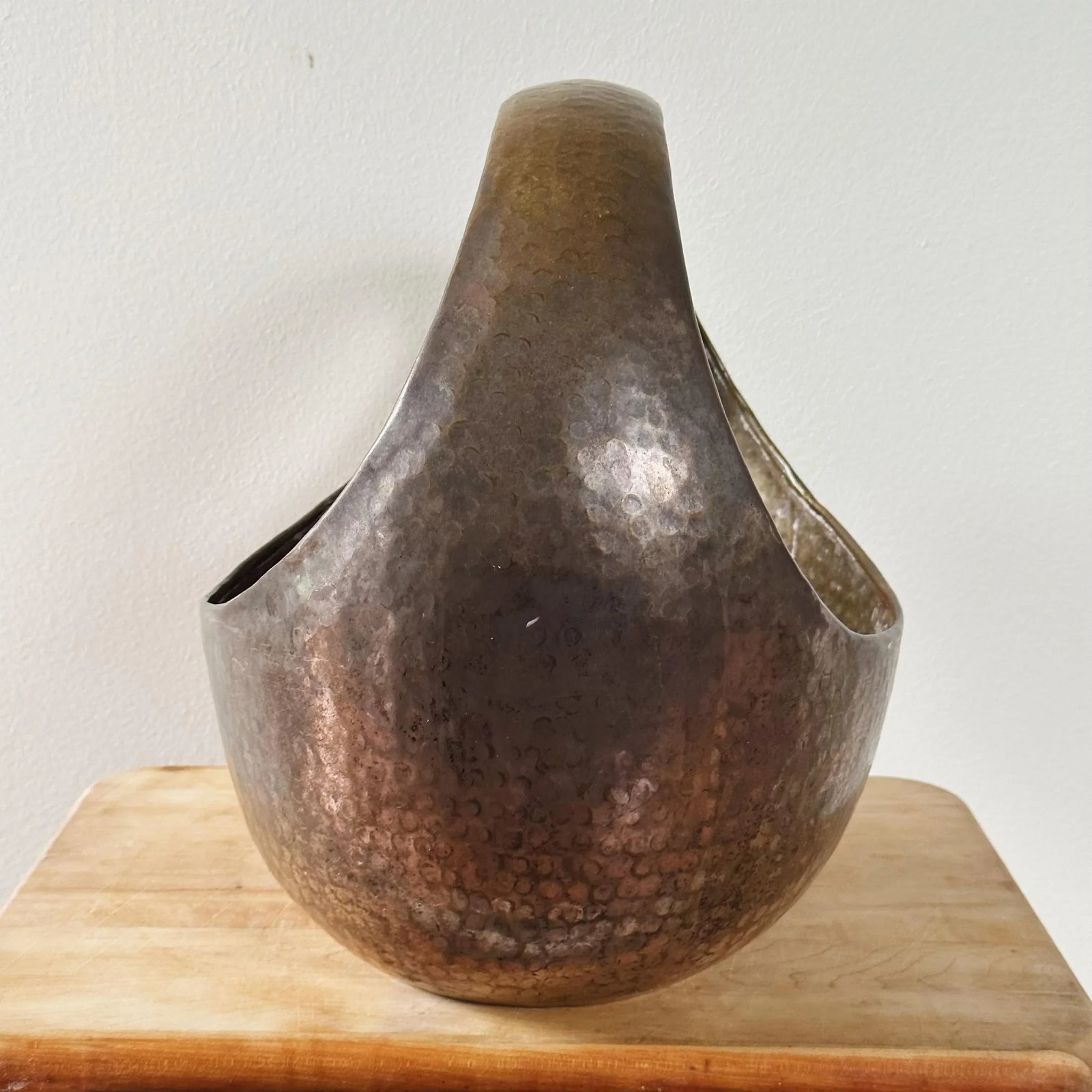 Mid-Century Hand Forged and Hammered Brass Bowl Basket - 3