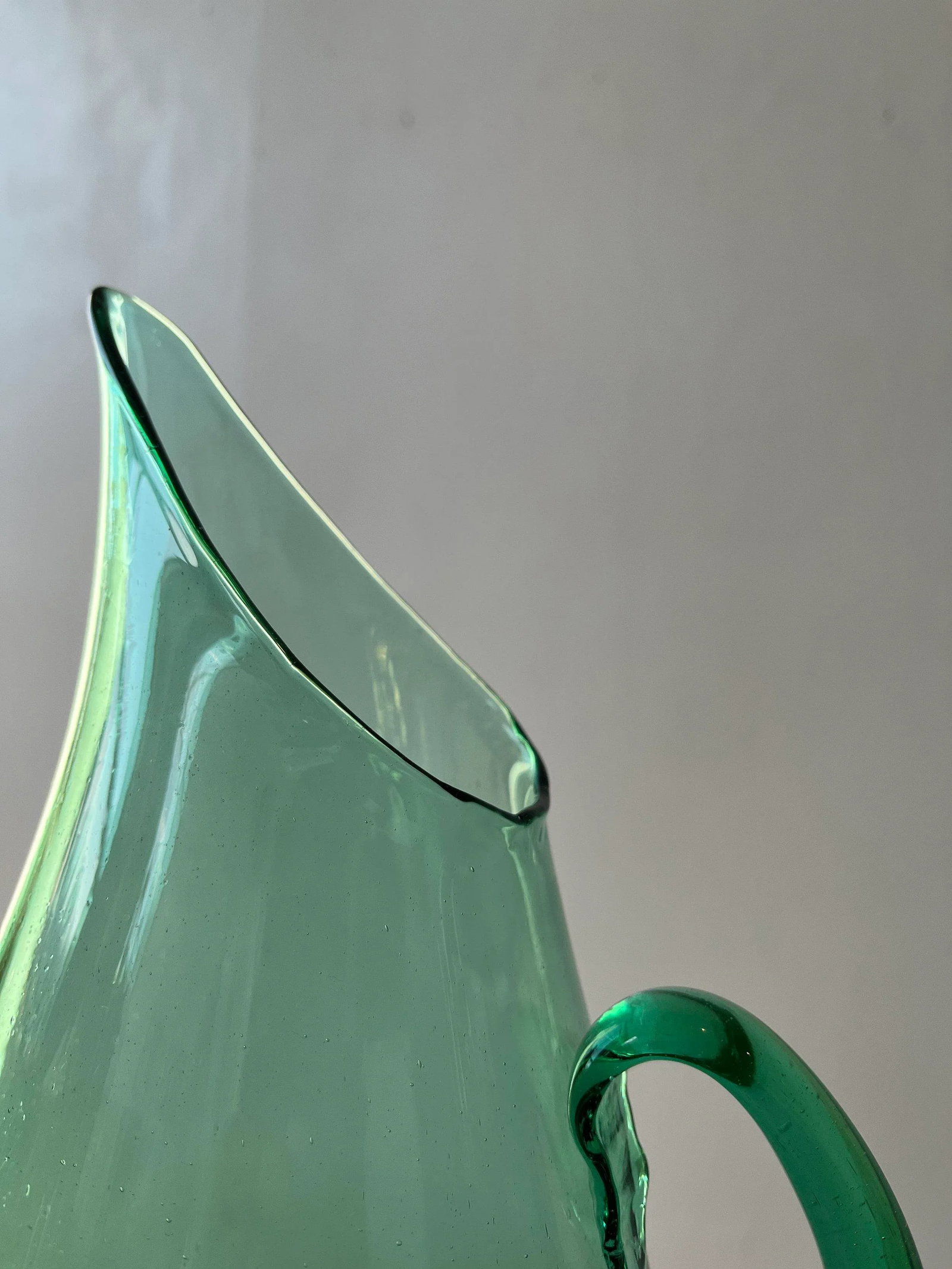 Vintage Mid-Century Teal Blown Glass Pitcher Attributed to Winslow Anderson for Blenko, Circa 1960s - 8