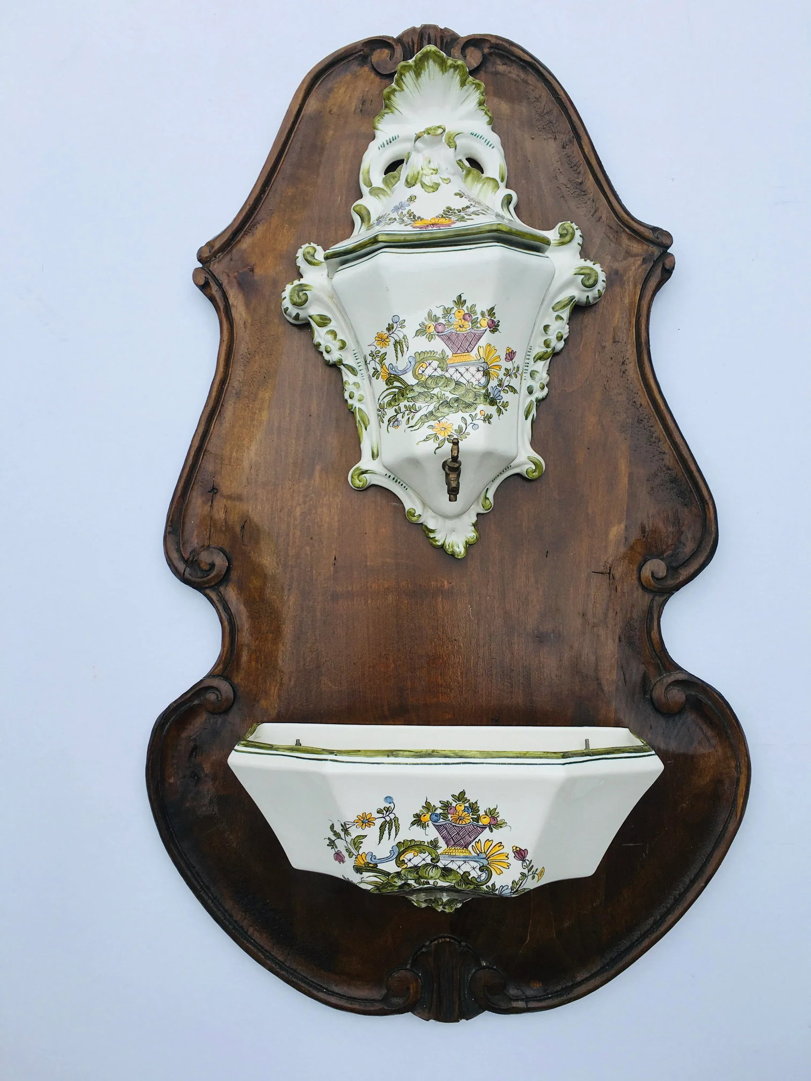 1980s Italian Lavabo Hand-Painted Faience - 6