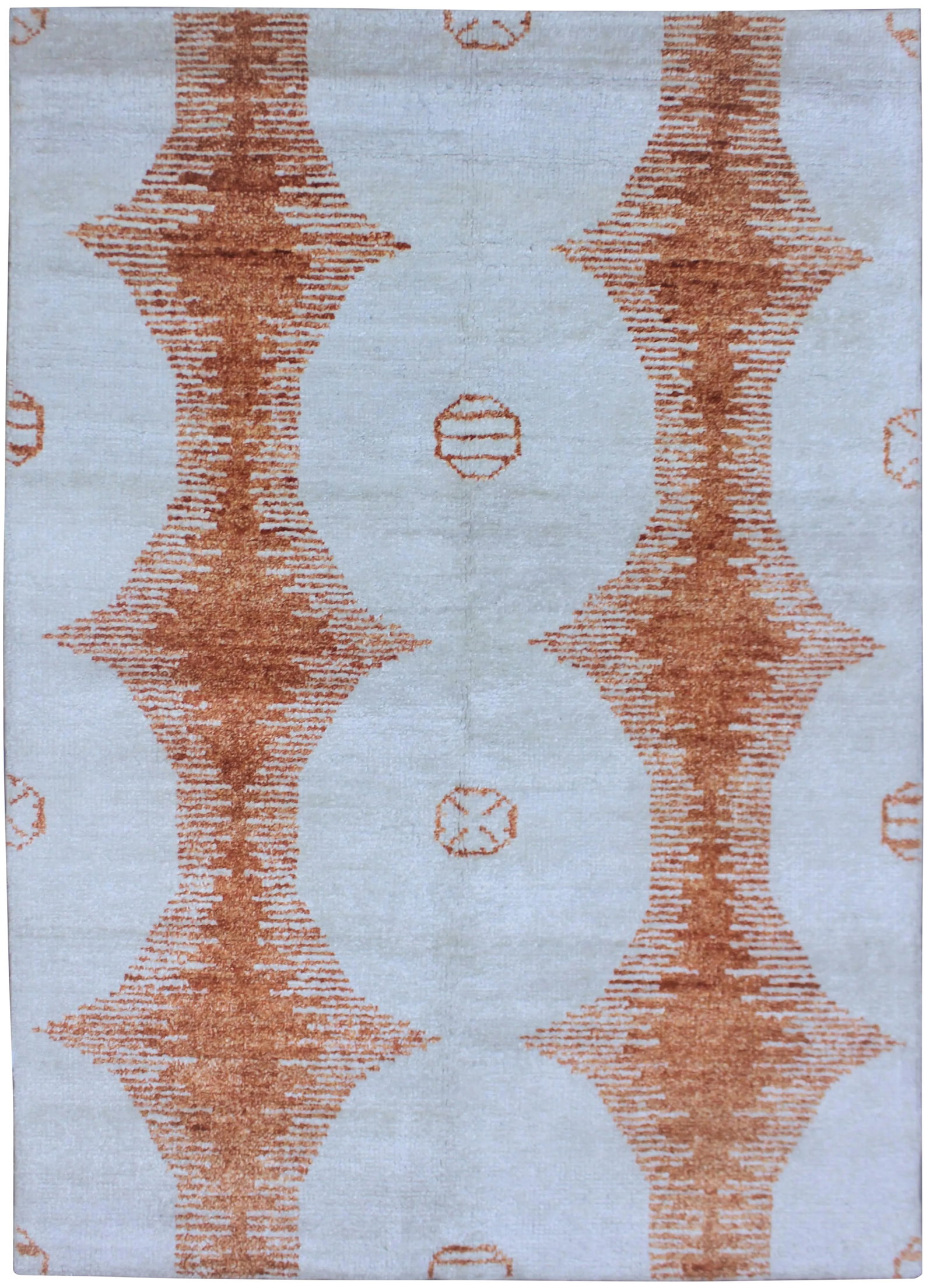 Aara Rugs Inc. Hand Knotted Bamboo Rug - 10' * 14': A beautiful handmade Bamboo rug. The geometric design woven in by Aara Rug hands. This rug is made of 75% bamboo silk and 25% cotton. This piece will look great in any room, whether it's fitted with