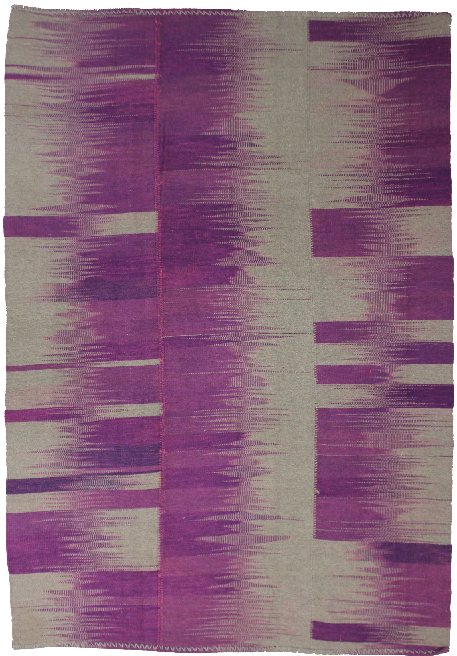 Aara Rugs Inc. Hand Knotted Patchwork Kilim - 6'4'' * 9': A beautiful antique patchwork Kilim. It's in very good condition, practically new. This patchworks kilim is produced of older handwoven kilims that are about 60 years old, and have been cut in