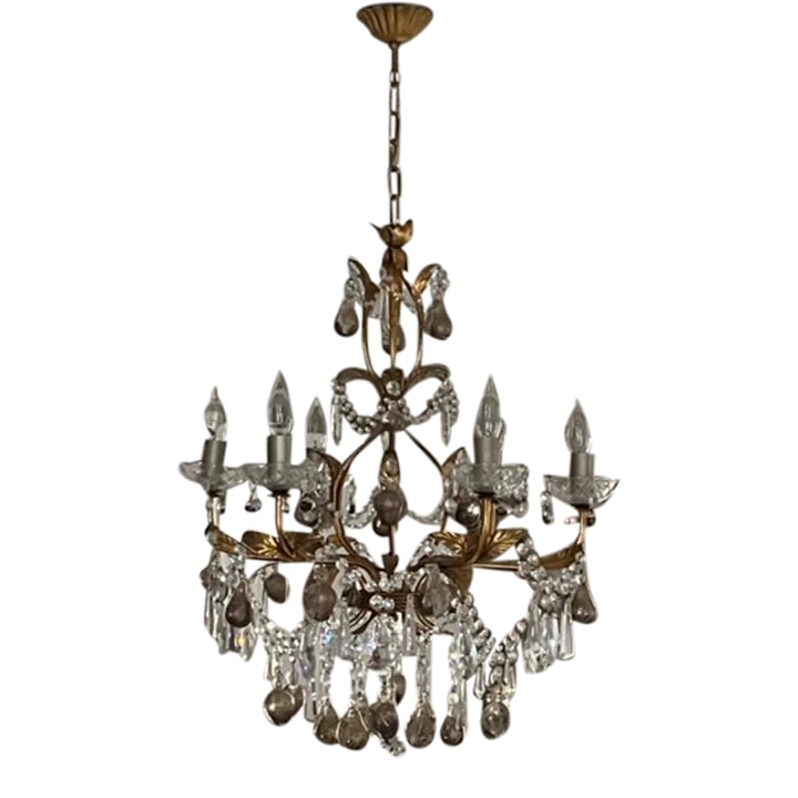 Crystal & Murano Glass Gold Leaf Chandelier (1 of 13)