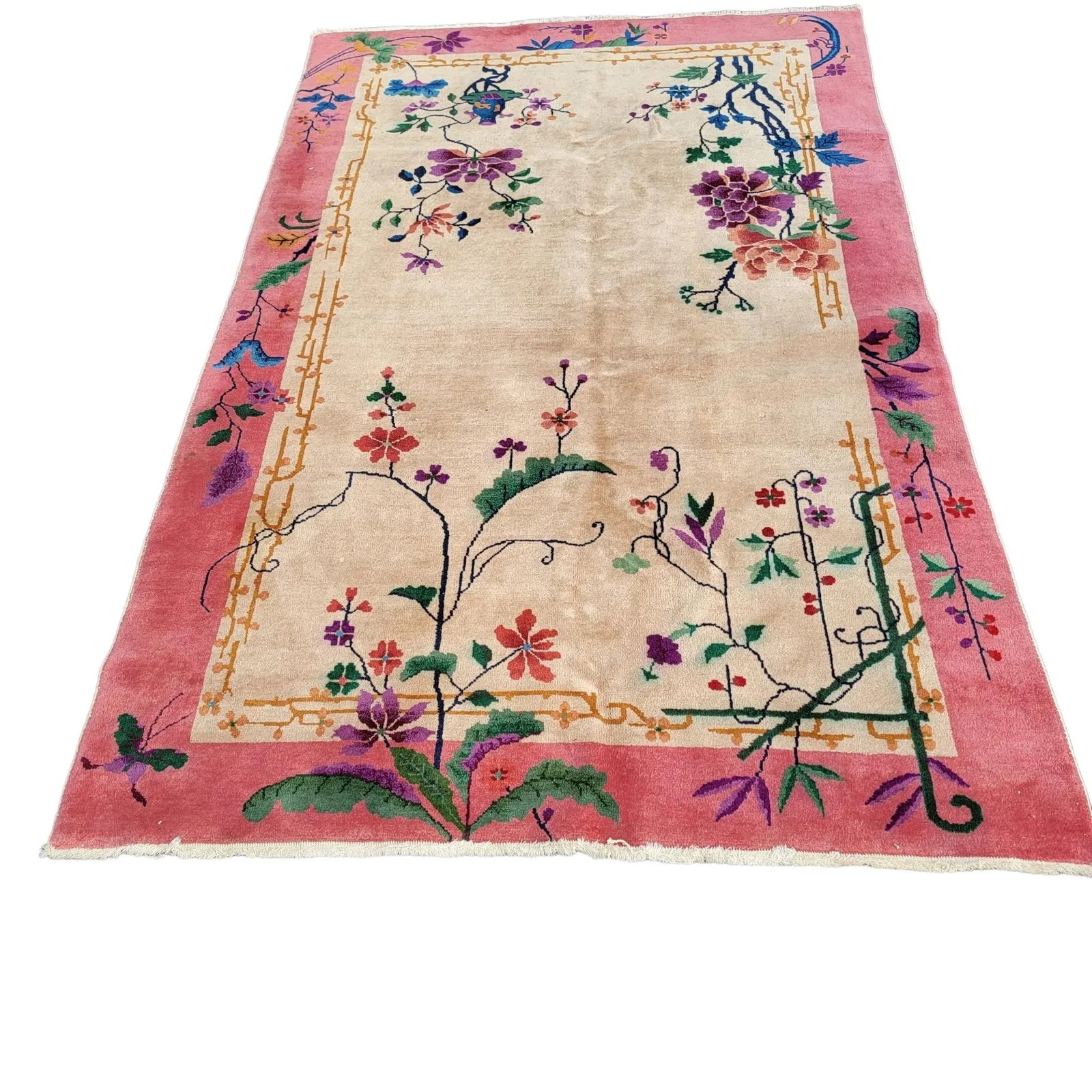 1940s Chinese Nichols Carpet Color Full 7 X 5 - 11
