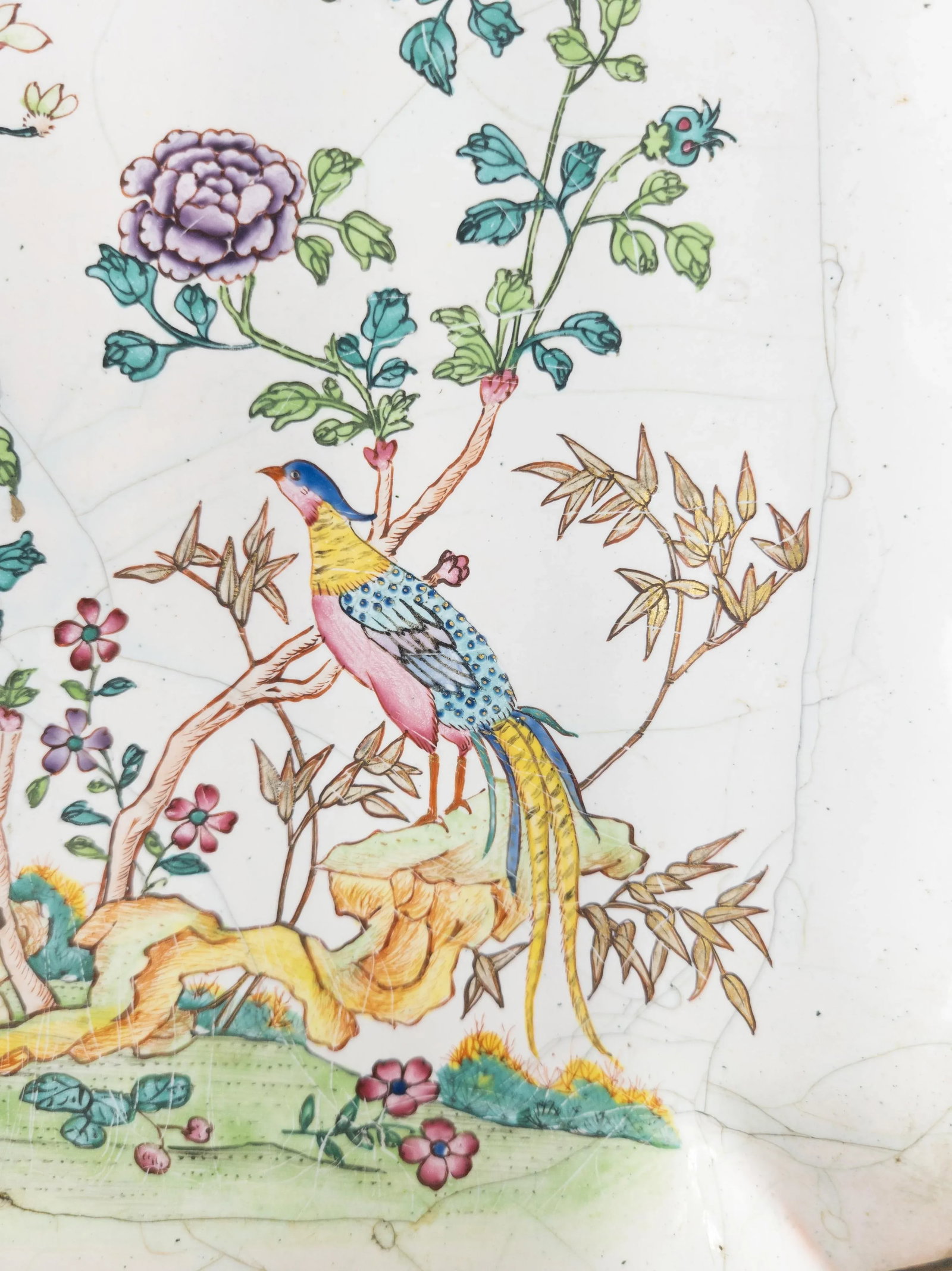 19th Century Chinese Canton Peking Enamel Square Dish With Flycatchers and Flowers - 5