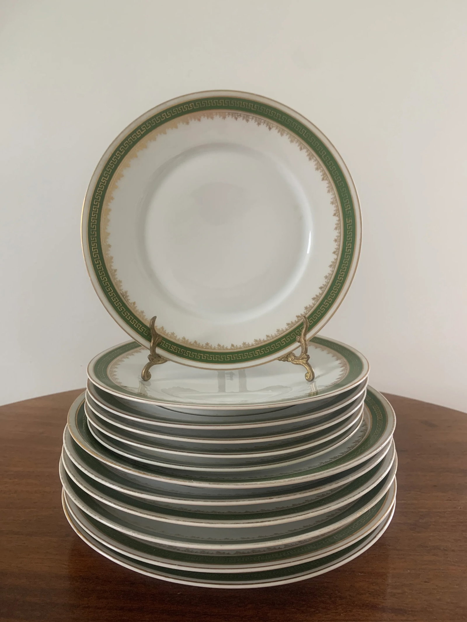 Antique German Greek Key Rimmed Luncheon & Salad Plates by C. Tielsch Altwasser, Service for Six - 10
