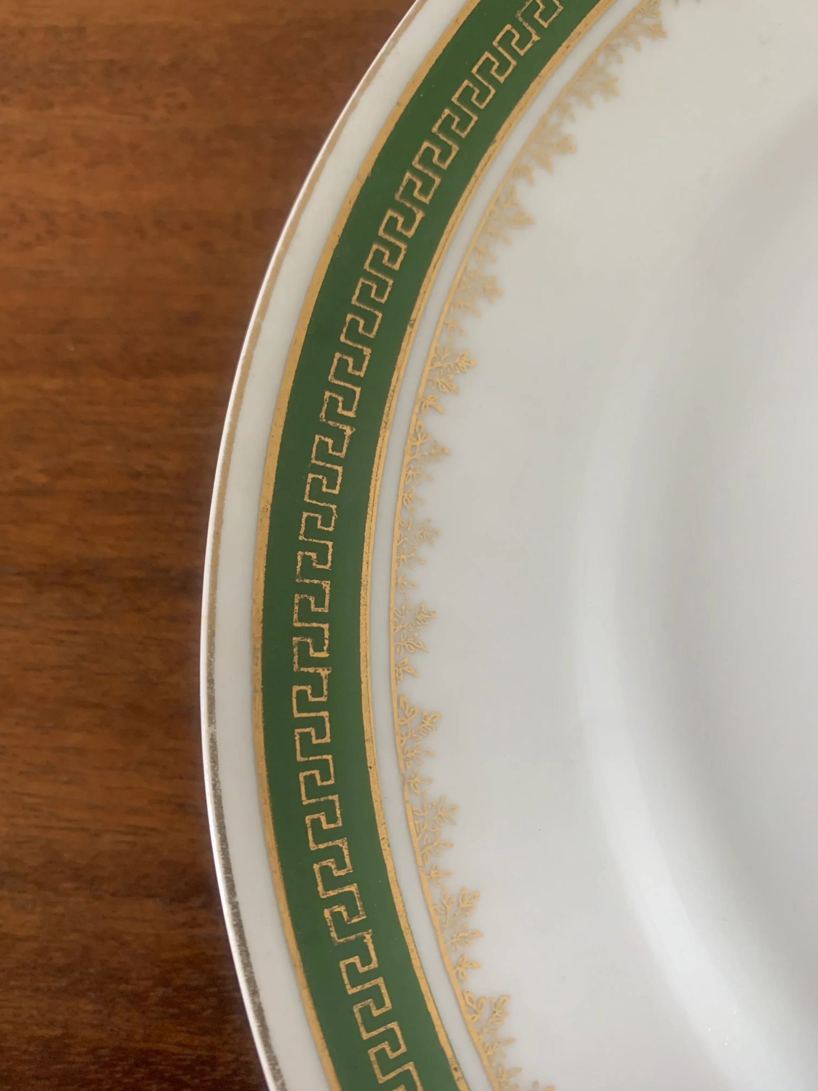 Antique German Greek Key Rimmed Luncheon & Salad Plates by C. Tielsch Altwasser, Service for Six - 6