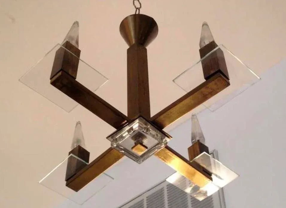 Brass French Cubist Pendant - 2