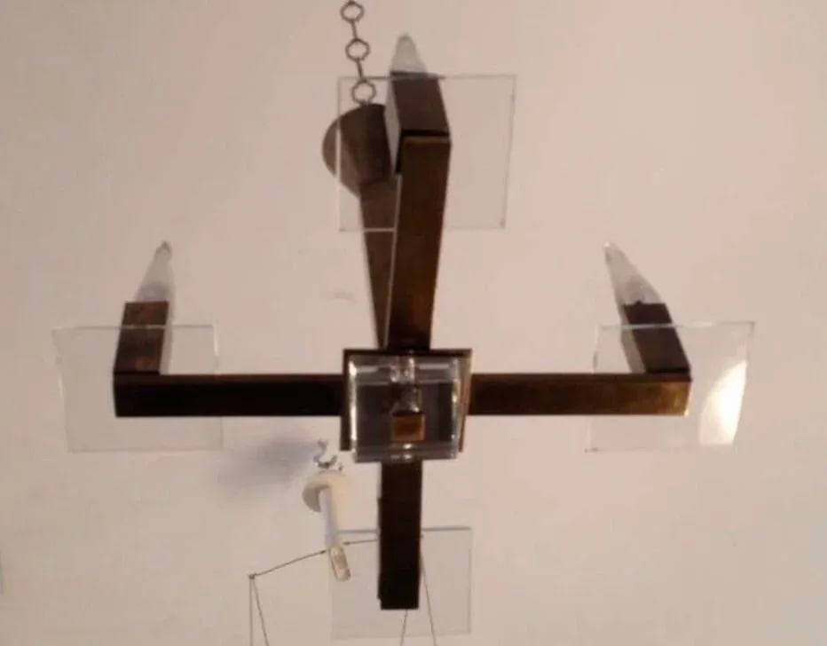 Brass French Cubist Pendant - 3