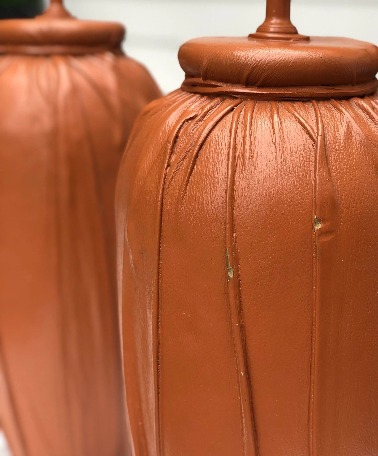 Leather Wrapped Mid-Century Lamps - a Pair - 8