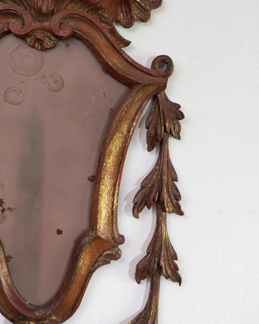 Early 20th Century Carved Italian Giltwood Girandole Mirror Sconces - a Pair - 4