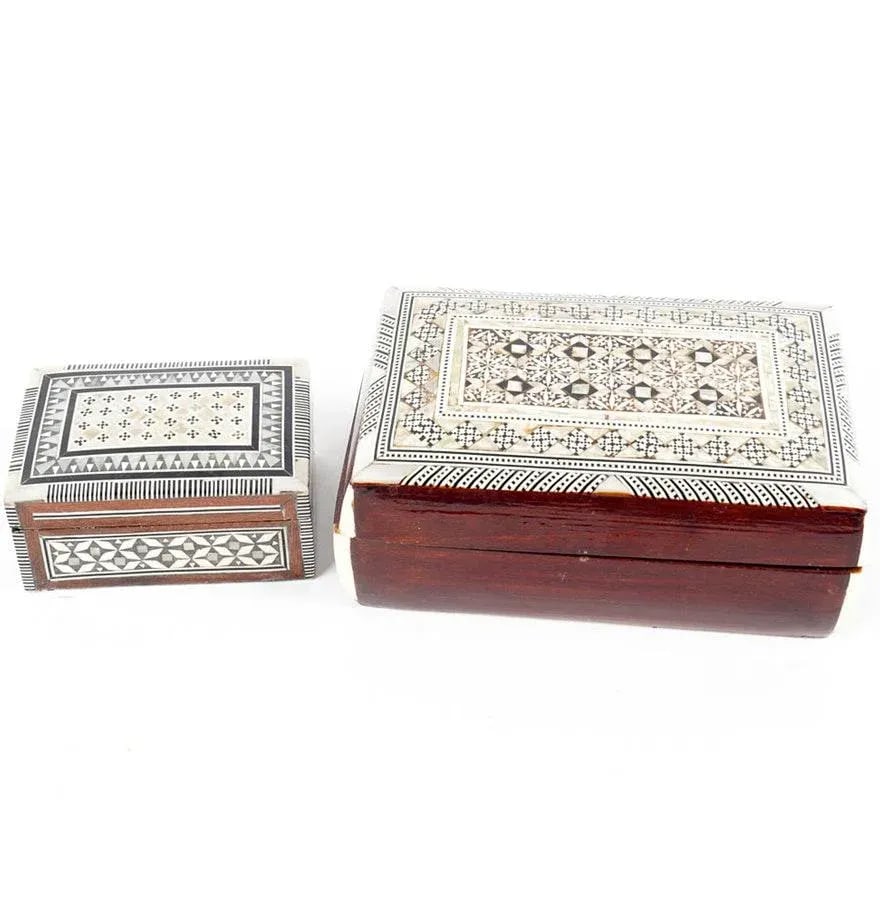 Inlaid Wood Jewelry Boxes - A Pair - 2
