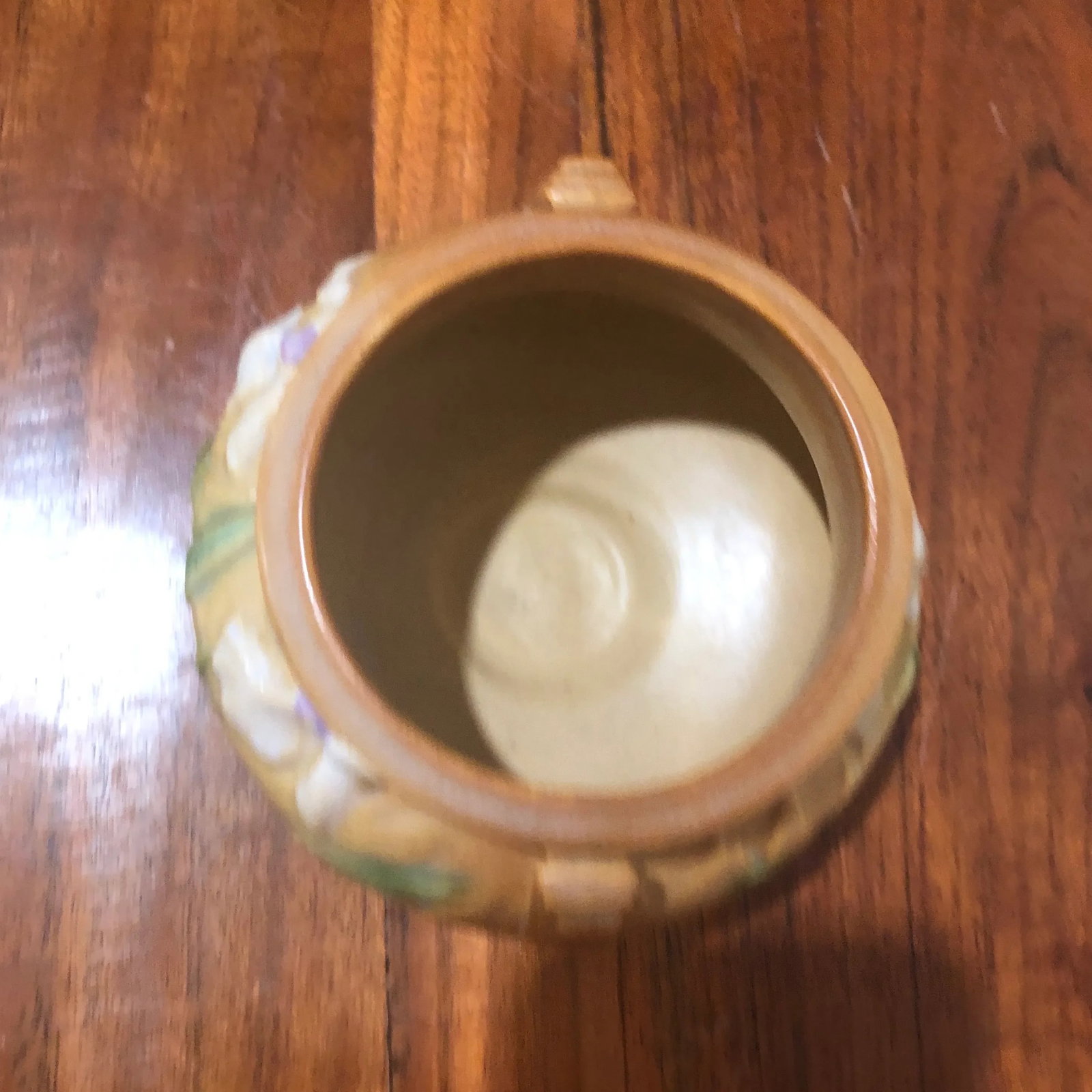Antique Roseville Iris Art Pottery Brown Jardiniere Small Vase - 6