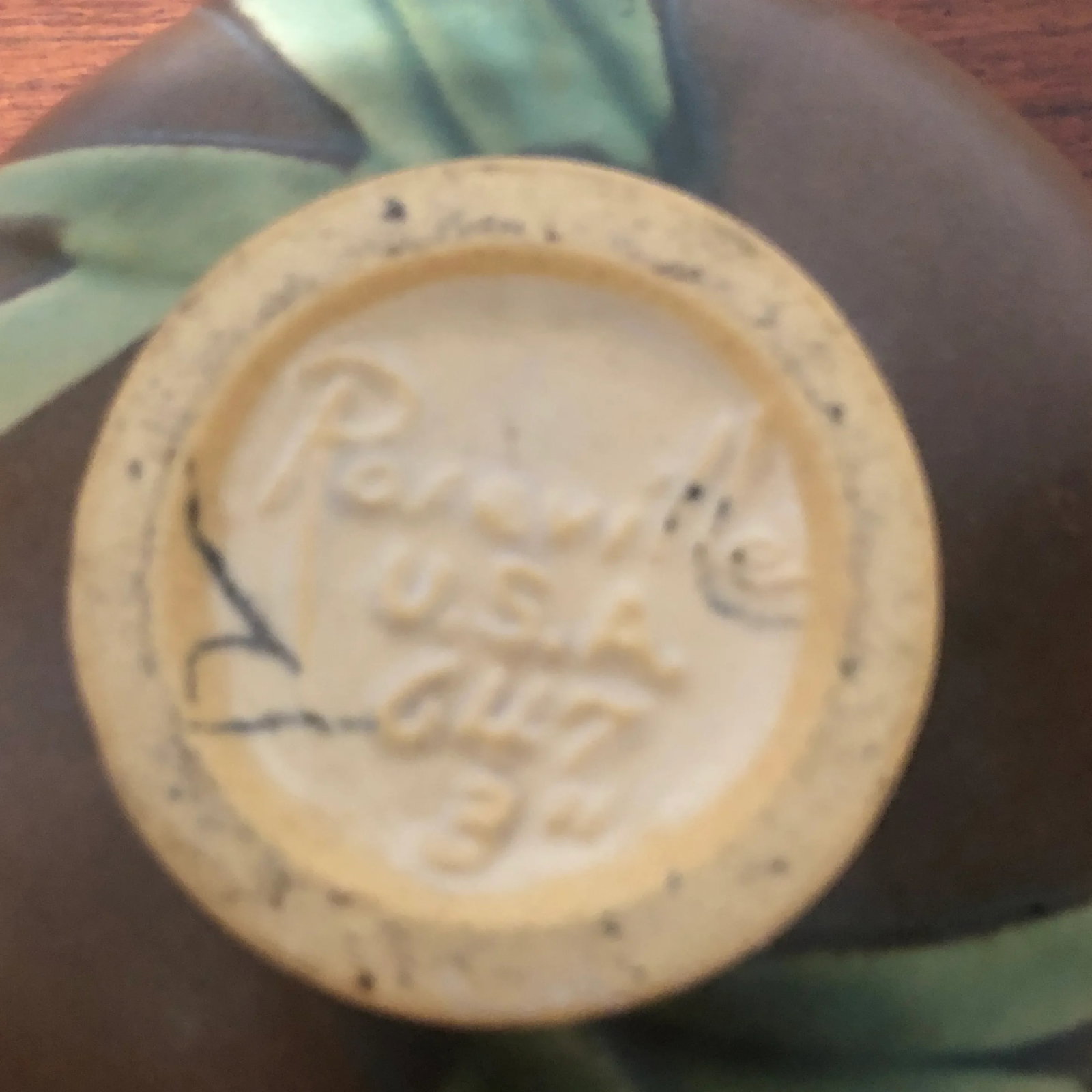 Antique Roseville Iris Art Pottery Brown Jardiniere Small Vase - 7