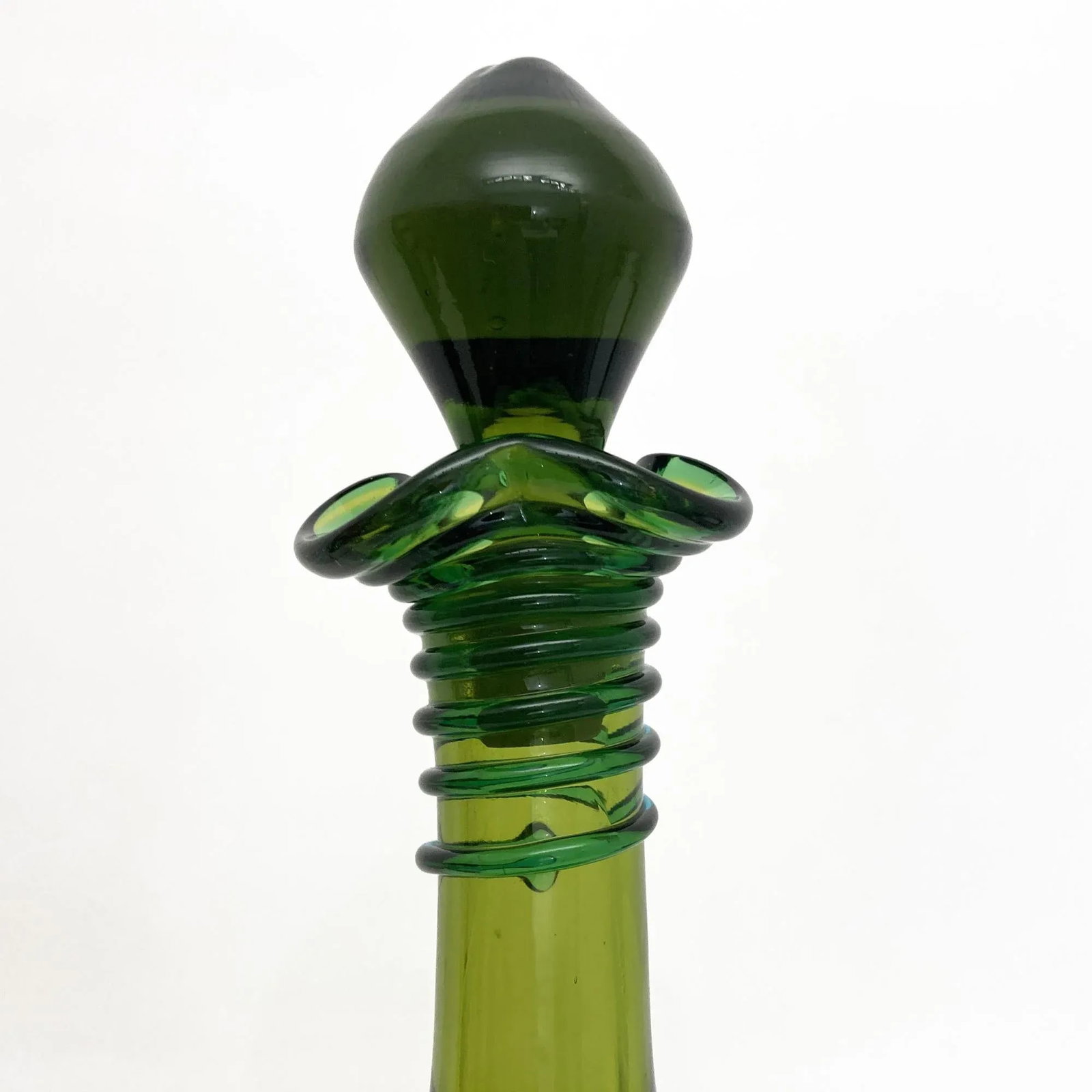 Vintage Blenko Decanter, by Joel Philip Myers, Circa 1968, Olive Green - 10