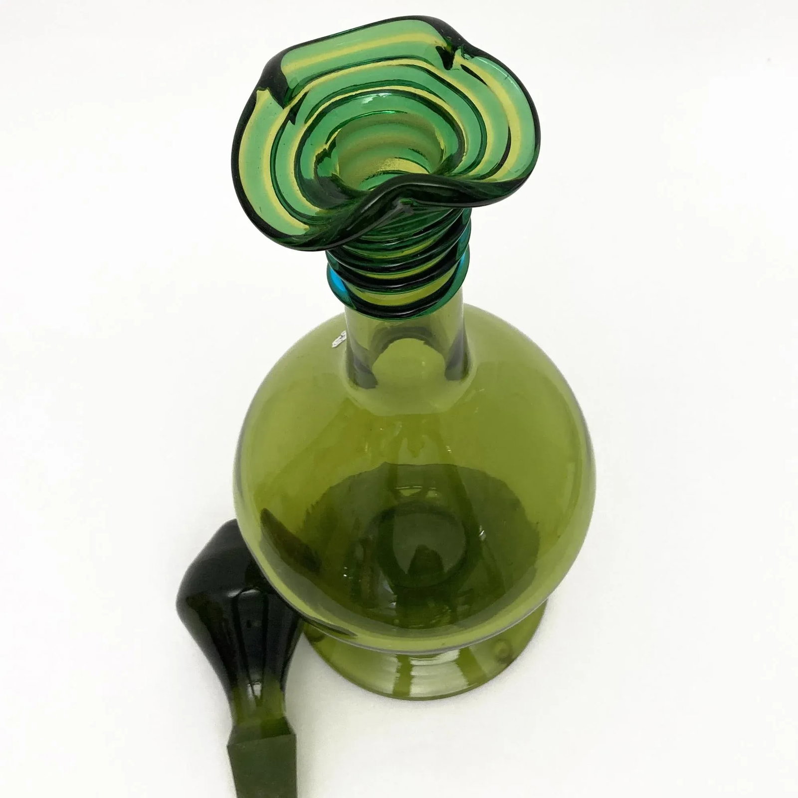 Vintage Blenko Decanter, by Joel Philip Myers, Circa 1968, Olive Green - 3