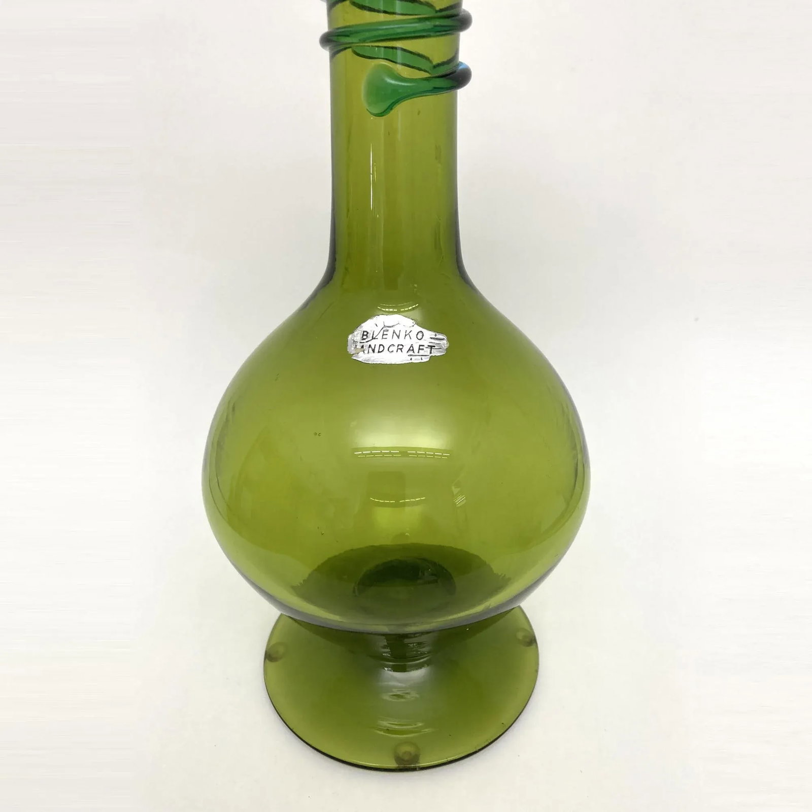 Vintage Blenko Decanter, by Joel Philip Myers, Circa 1968, Olive Green - 4