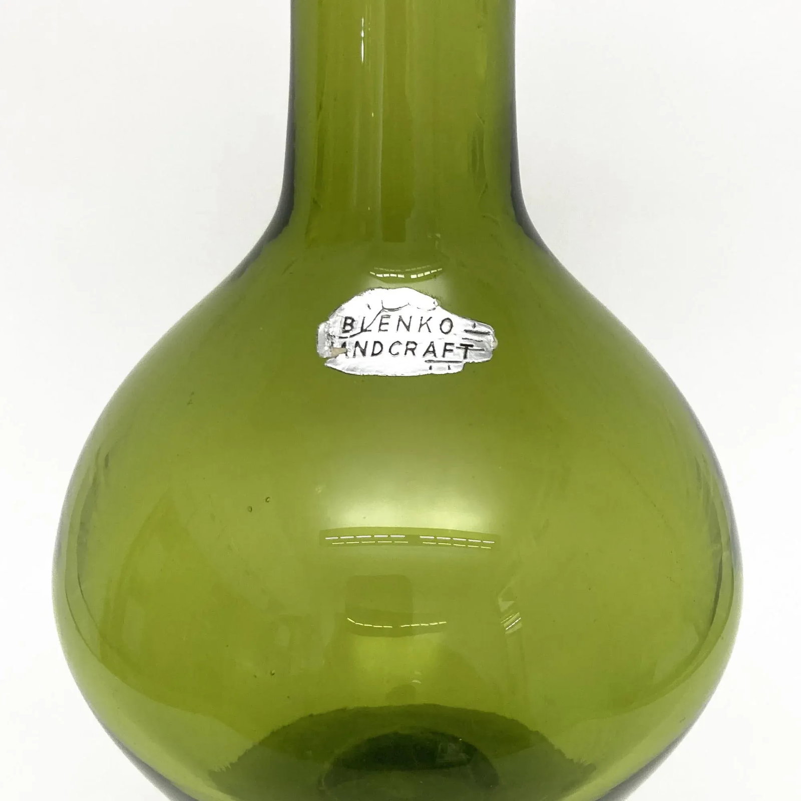 Vintage Blenko Decanter, by Joel Philip Myers, Circa 1968, Olive Green - 5