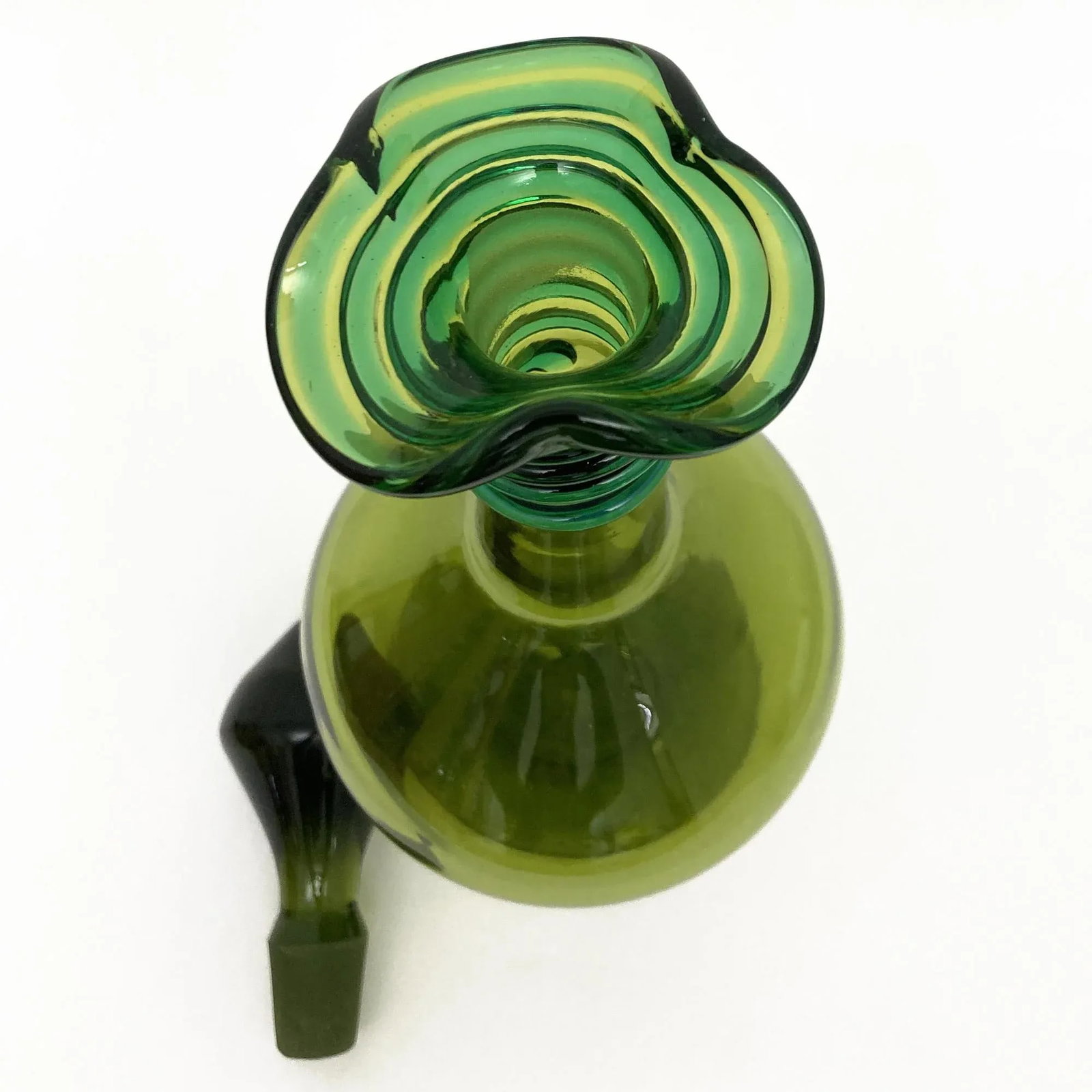 Vintage Blenko Decanter, by Joel Philip Myers, Circa 1968, Olive Green - 6