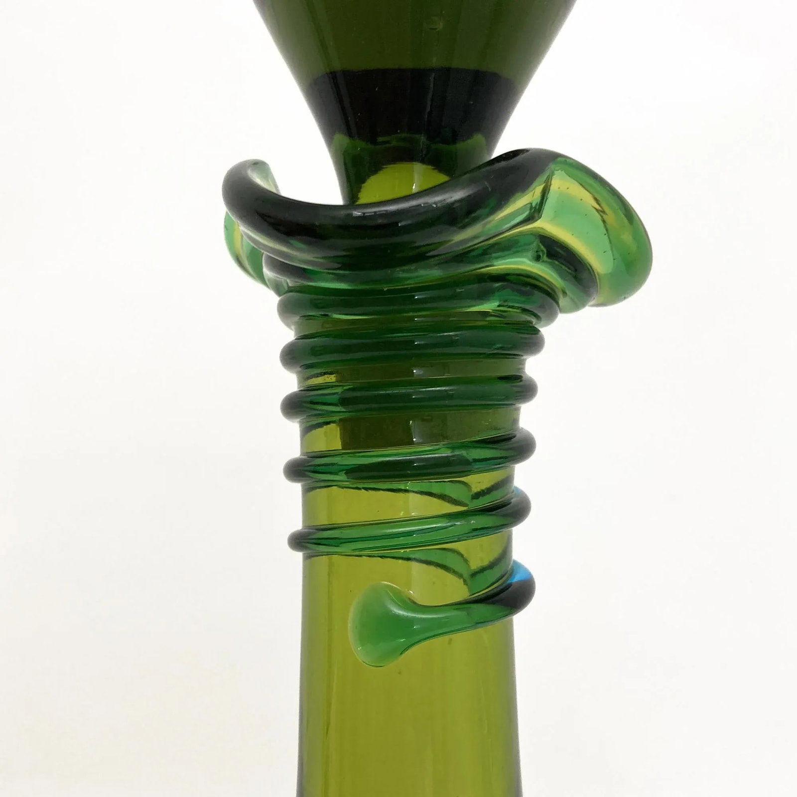 Vintage Blenko Decanter, by Joel Philip Myers, Circa 1968, Olive Green - 8