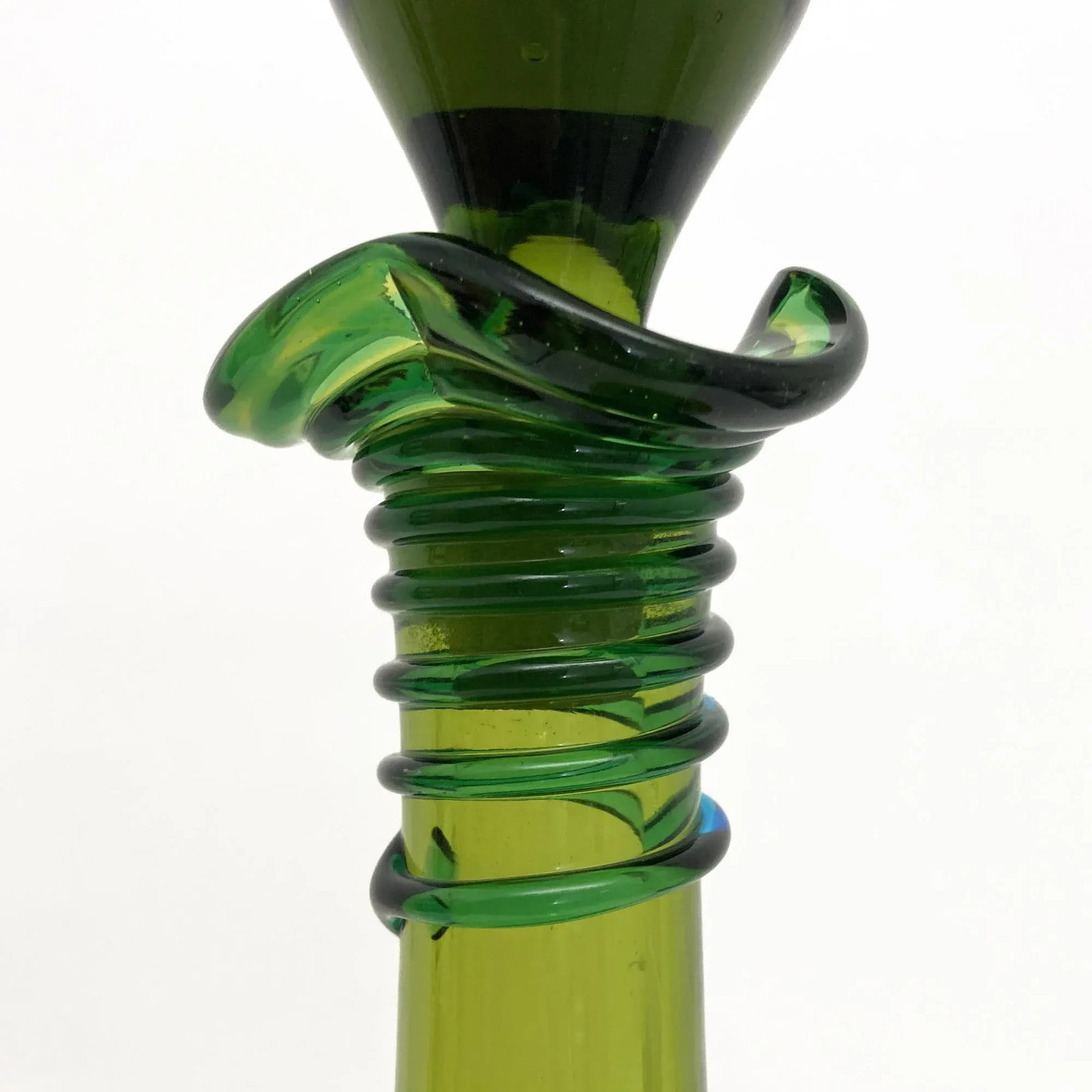 Vintage Blenko Decanter, by Joel Philip Myers, Circa 1968, Olive Green - 9