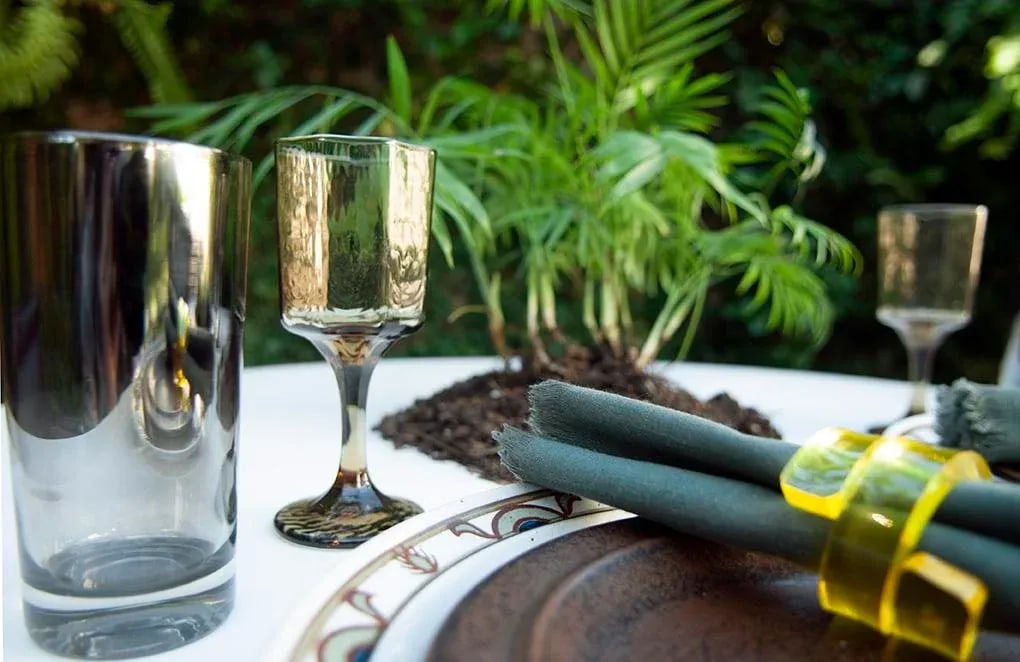 Mid-Century Modern, Octagonal Smoked Glass Champagne Flutes, Set of 5 - 2